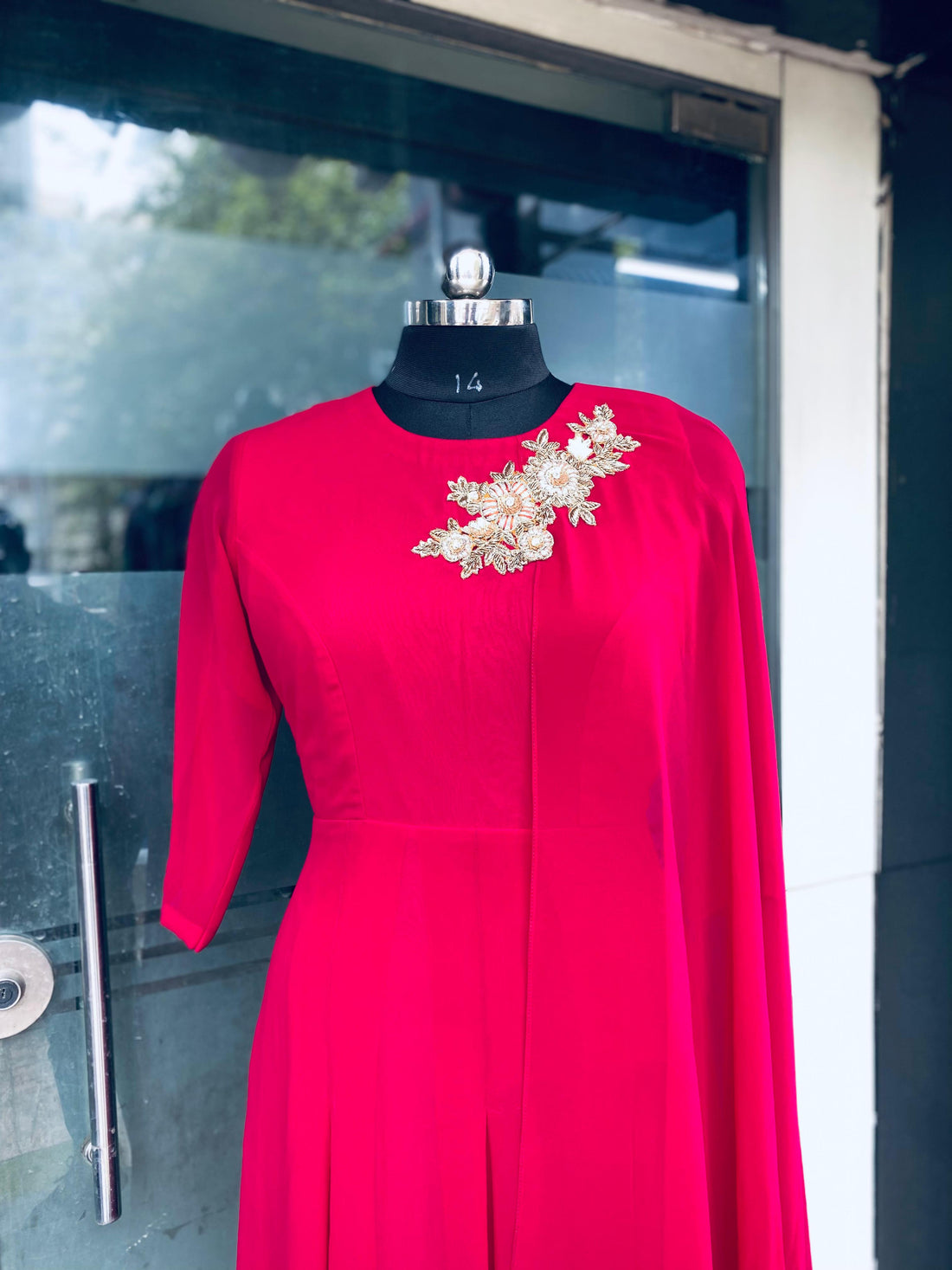 Hot Pink Georgette Gown