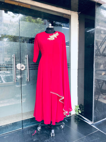 Hot Pink Georgette Gown