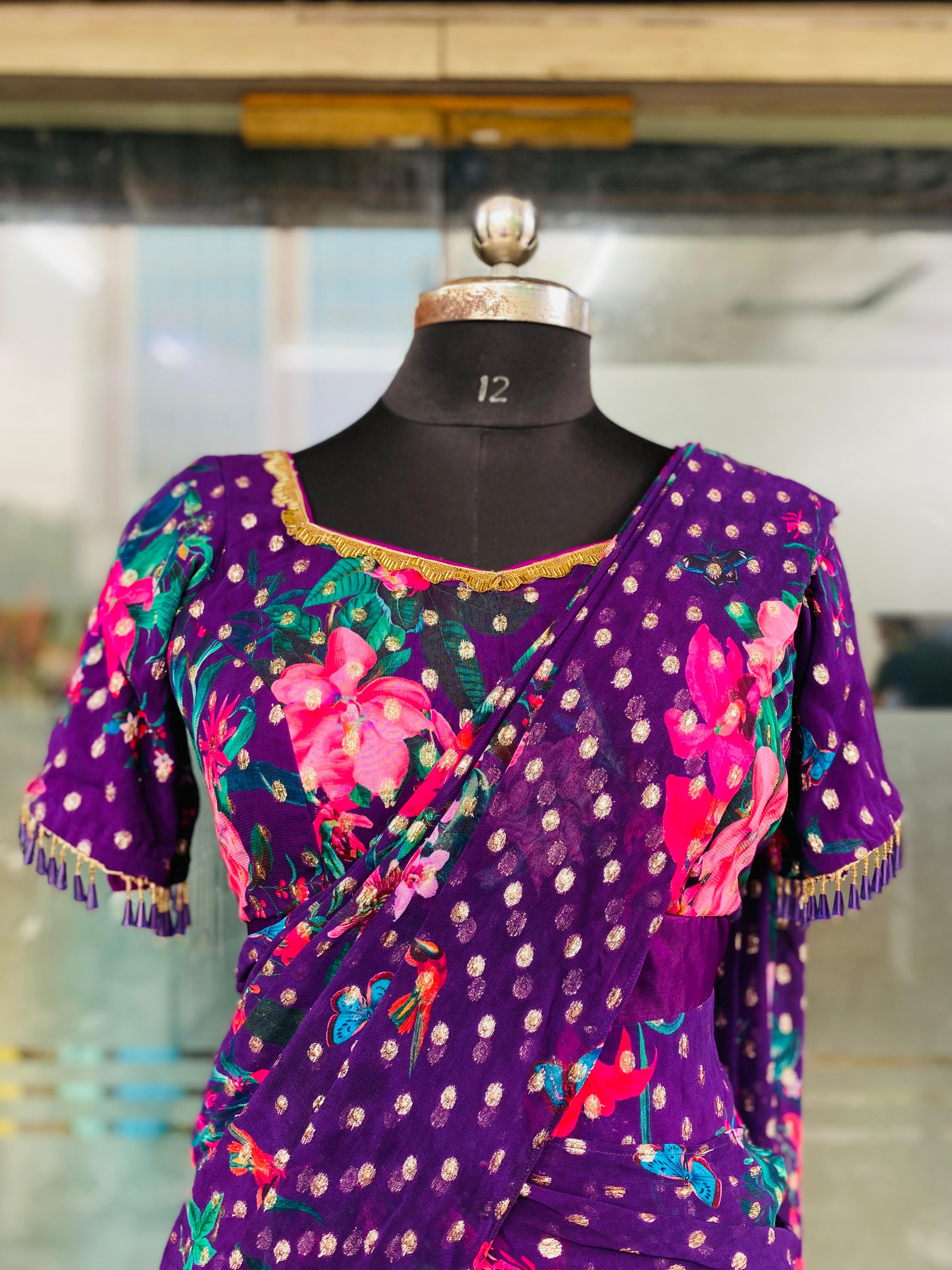 Purple Lurex Maxi Saree