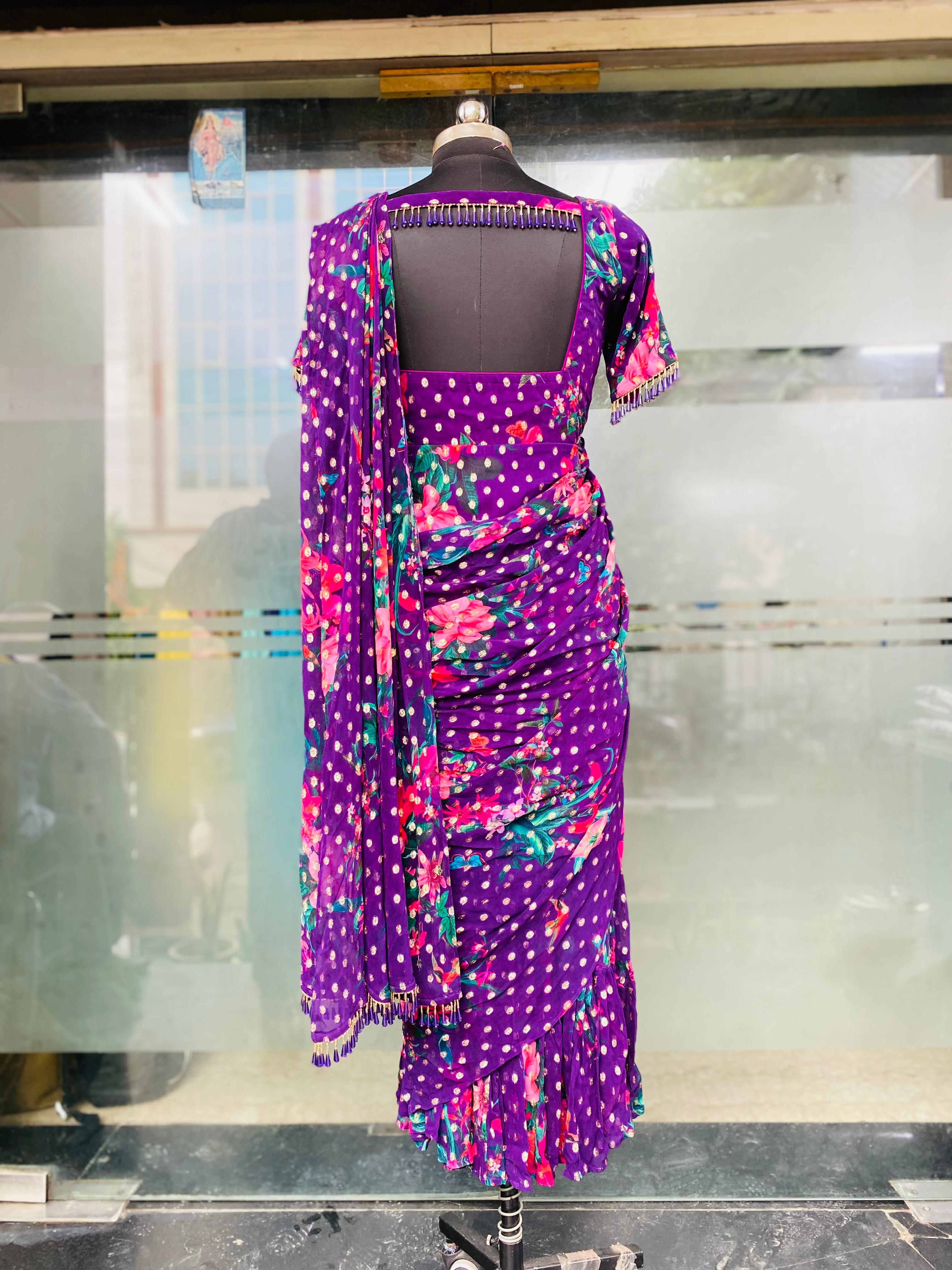 Purple Lurex Maxi Saree