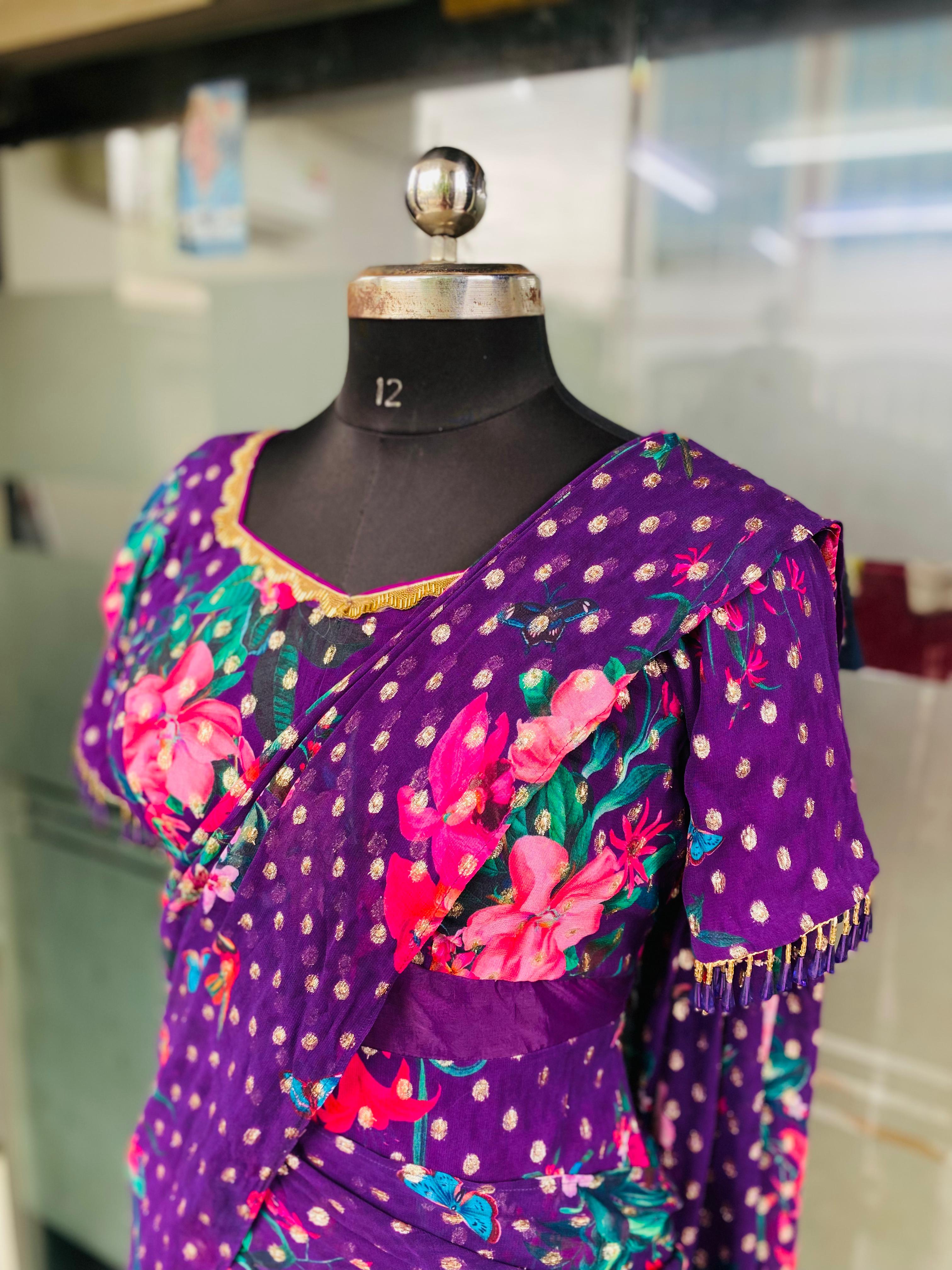 Purple Lurex Maxi Saree