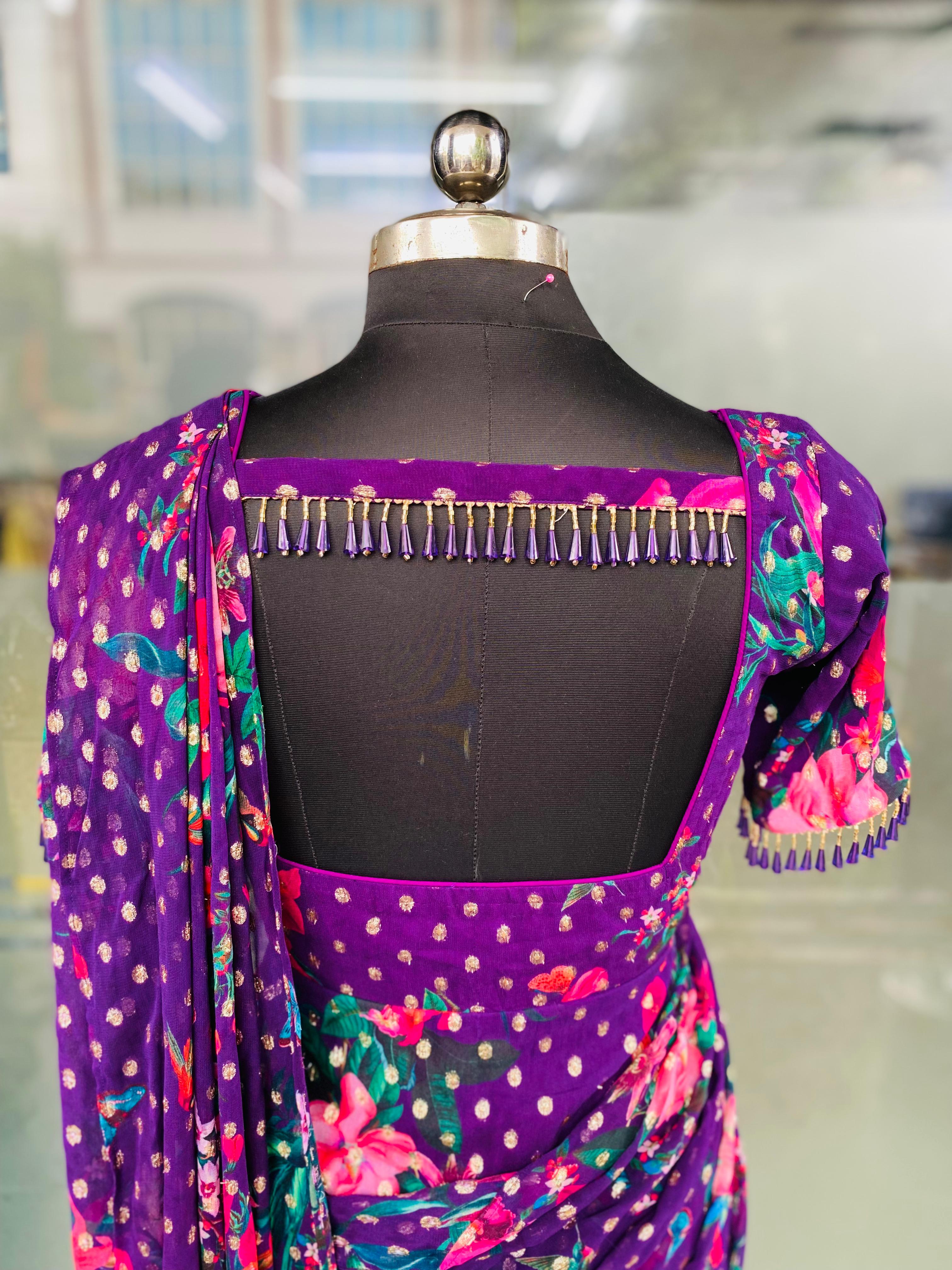 Purple Lurex Maxi Saree