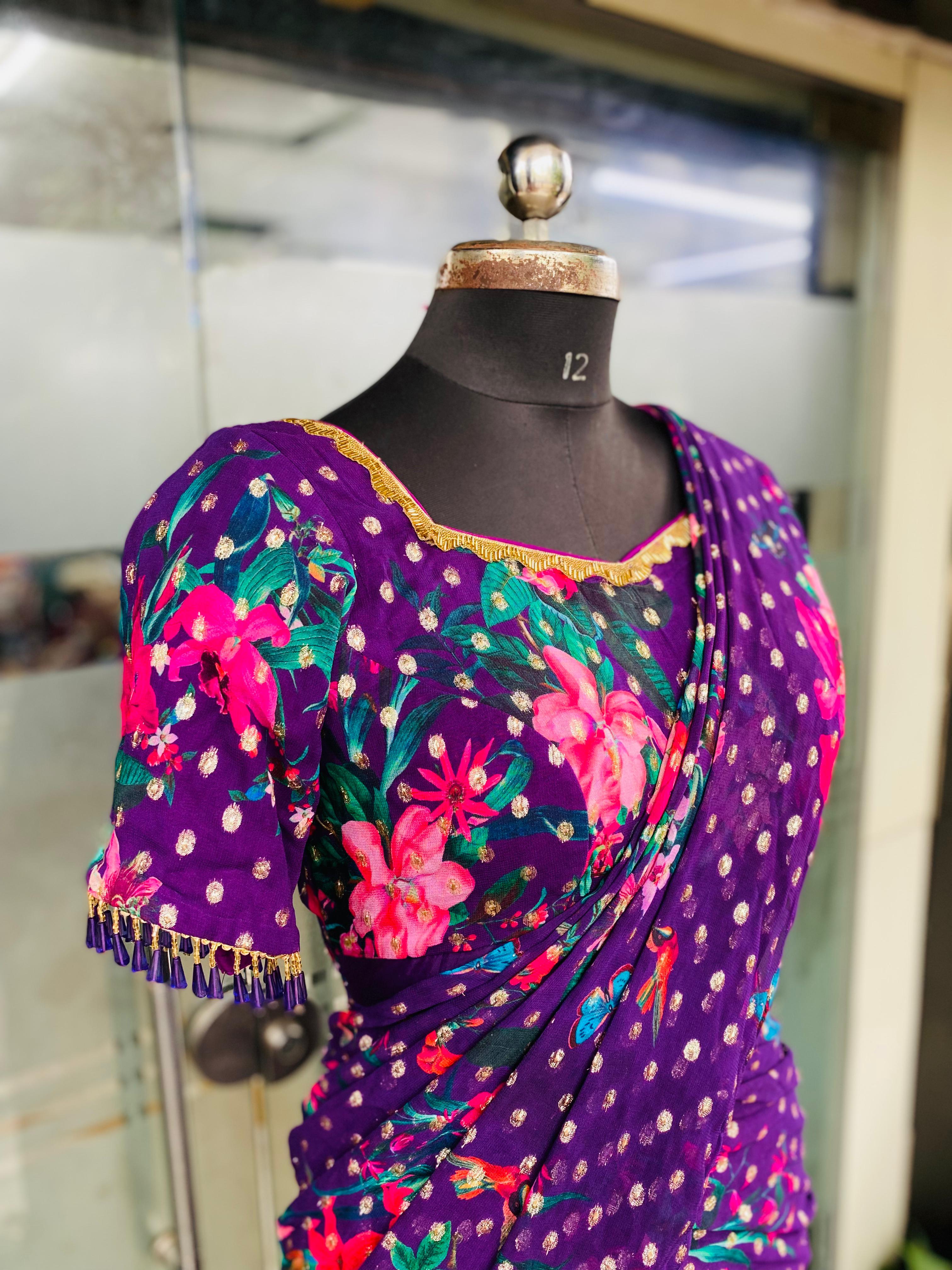 Purple Lurex Maxi Saree