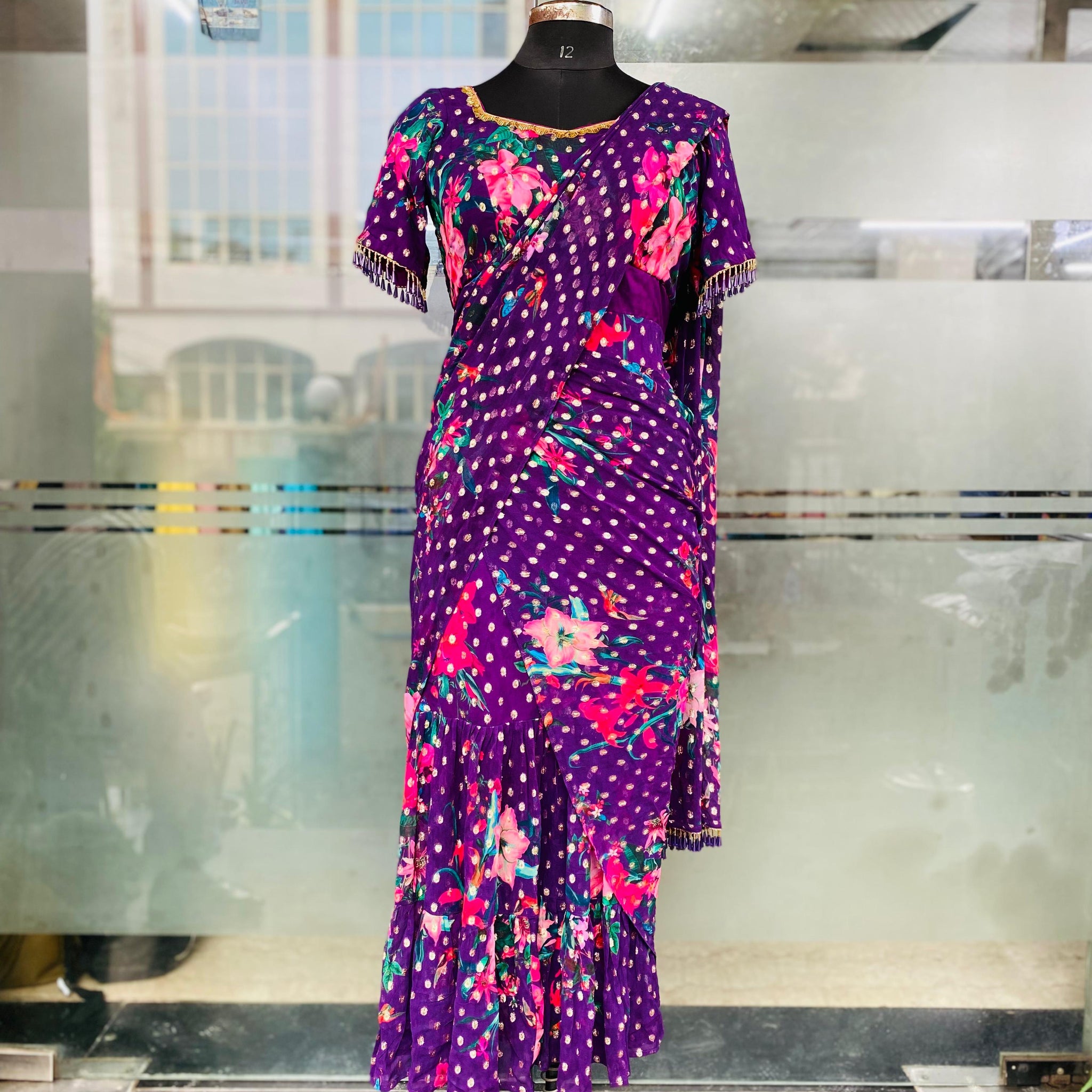 Purple Lurex Maxi Saree