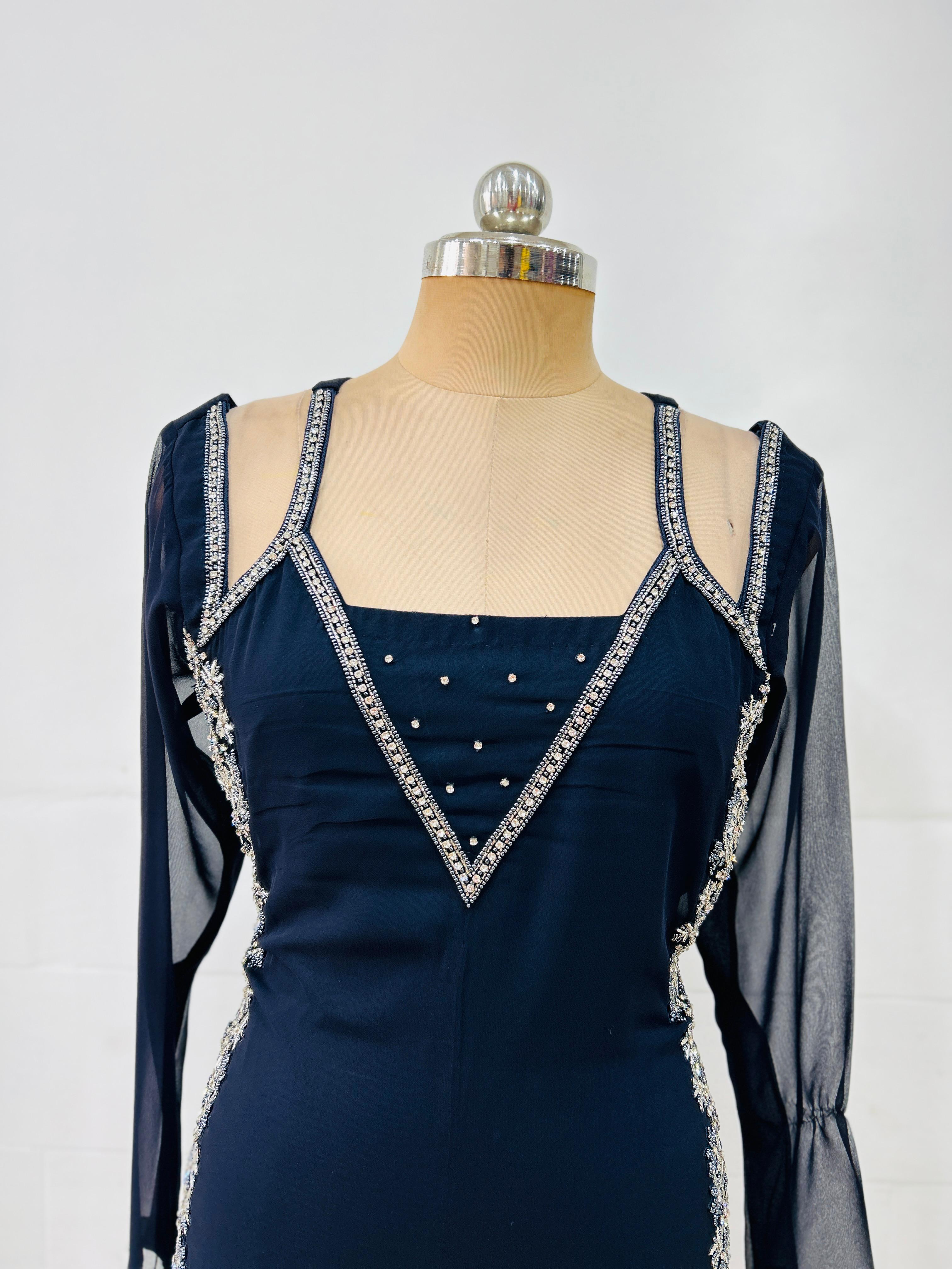 Navy Blue Starlit Charm Kurti