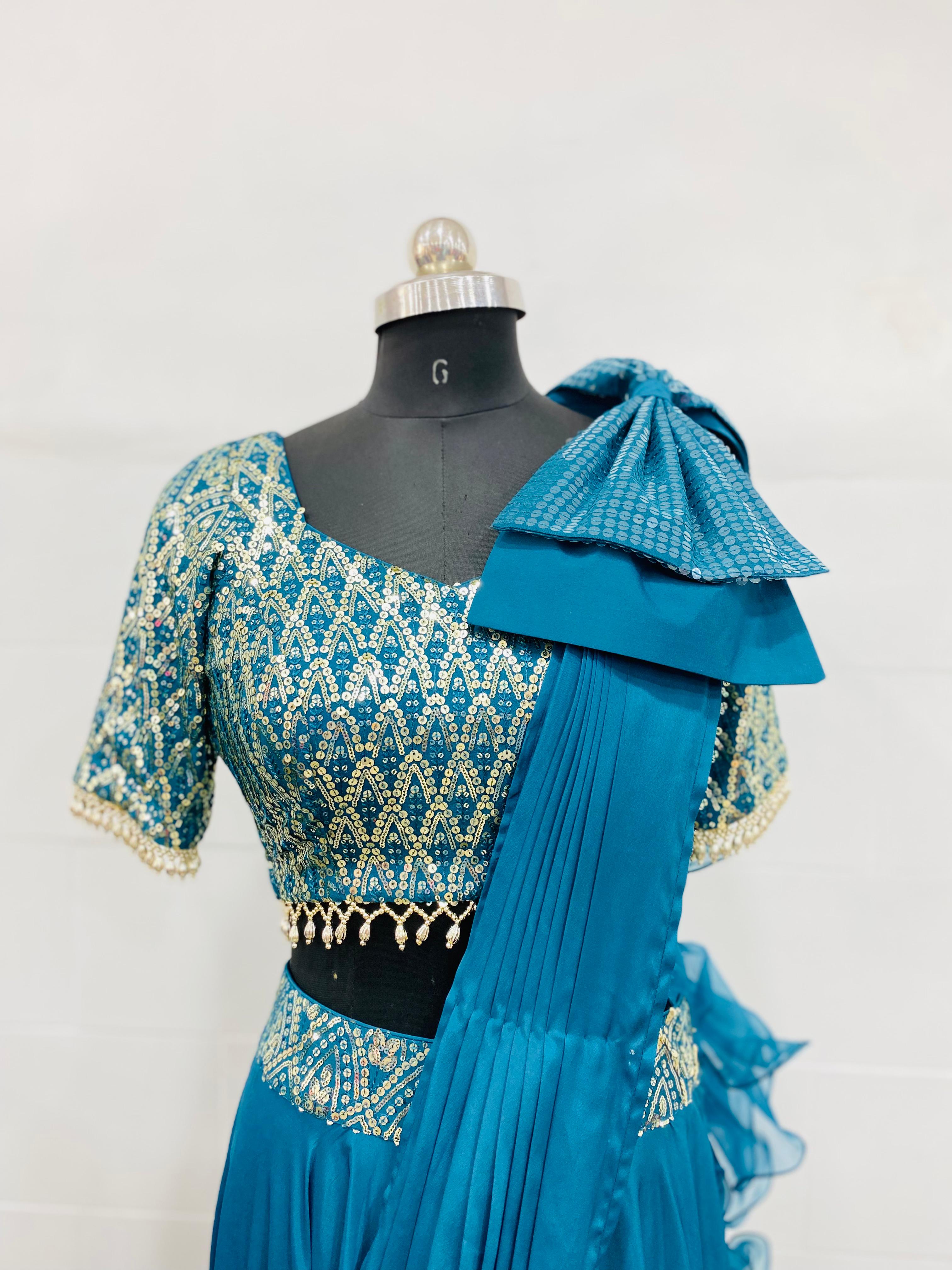 Teal Glam Embellished Lehenga Set