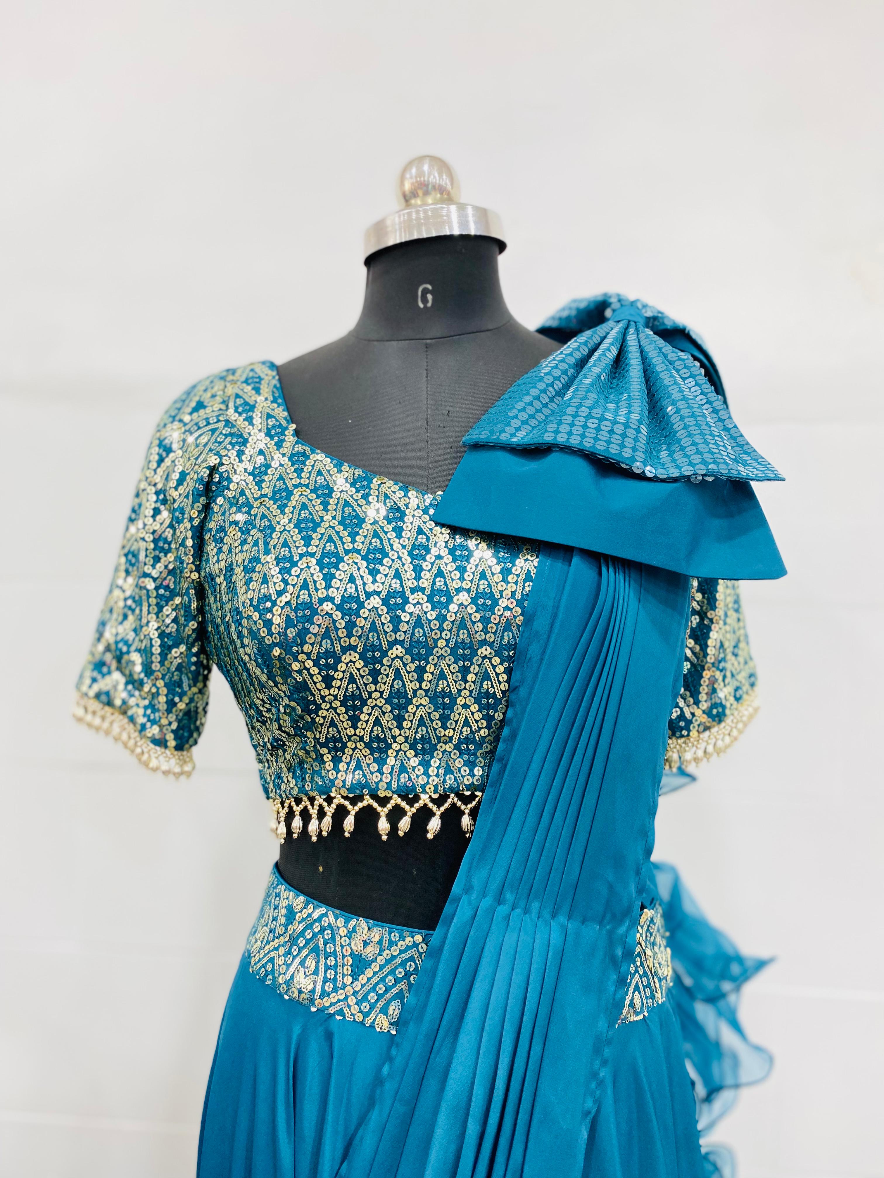 Teal Glam Embellished Lehenga Set