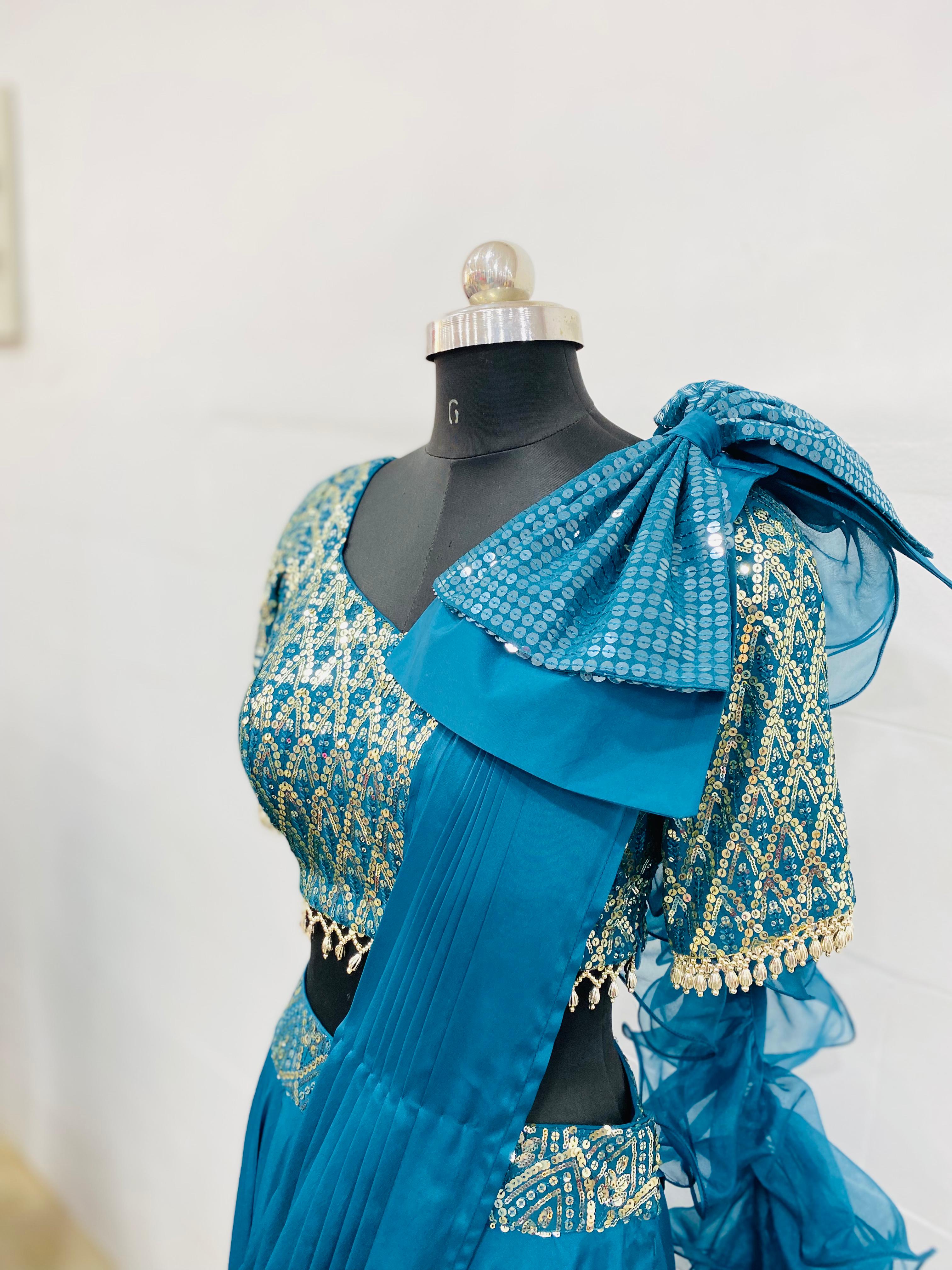 Teal Glam Embellished Lehenga Set