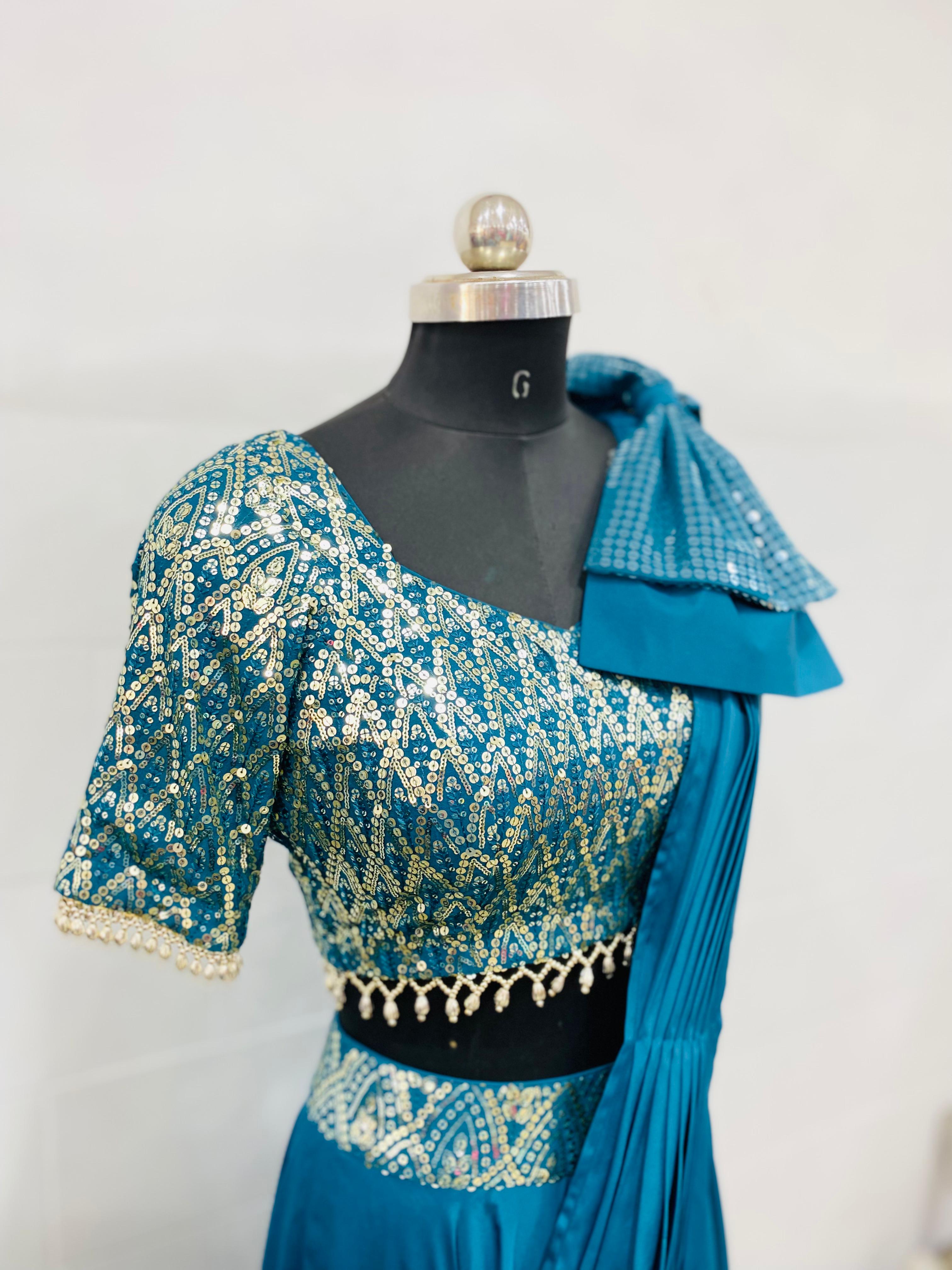 Teal Glam Embellished Lehenga Set