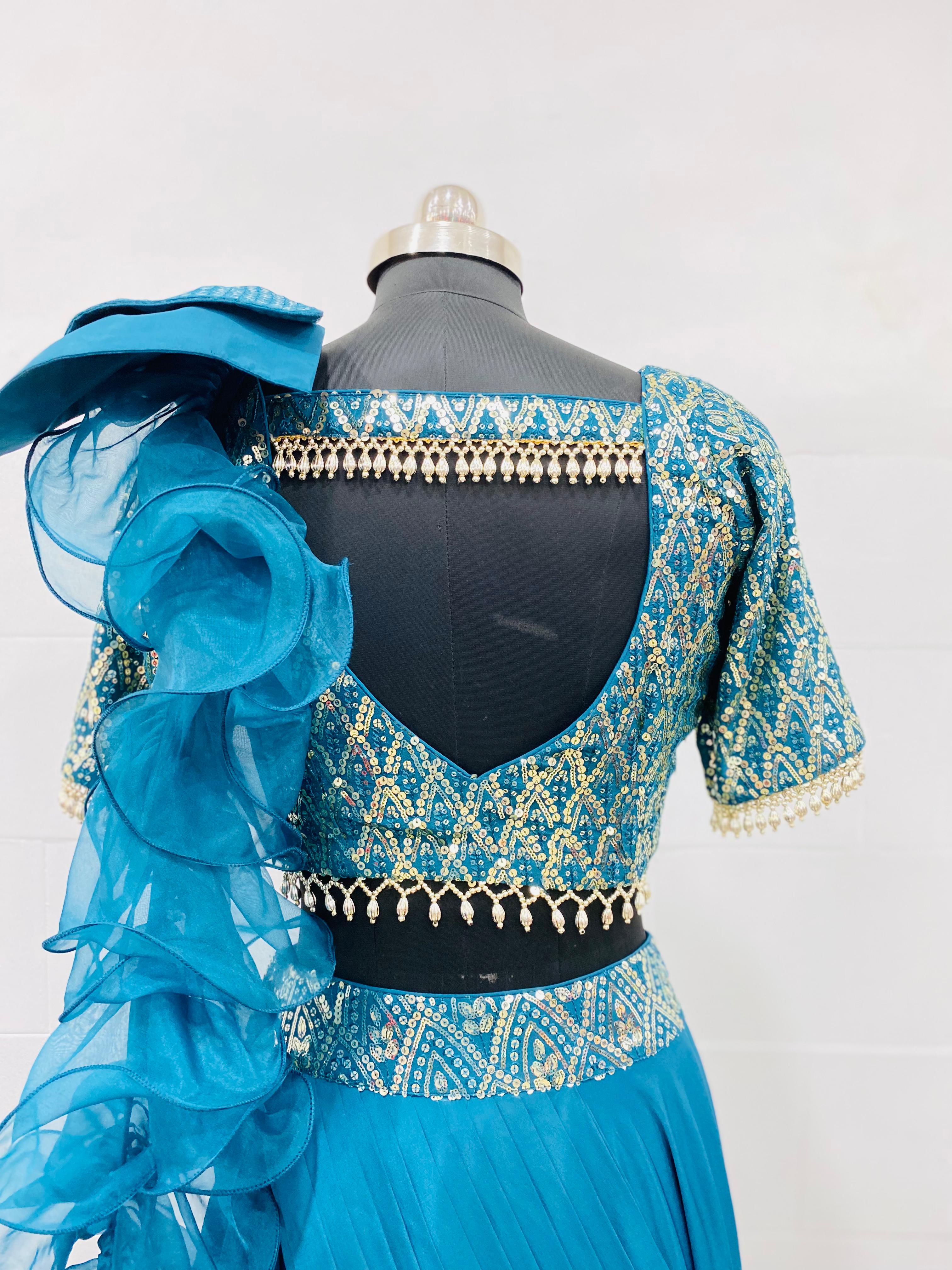 Teal Glam Embellished Lehenga Set