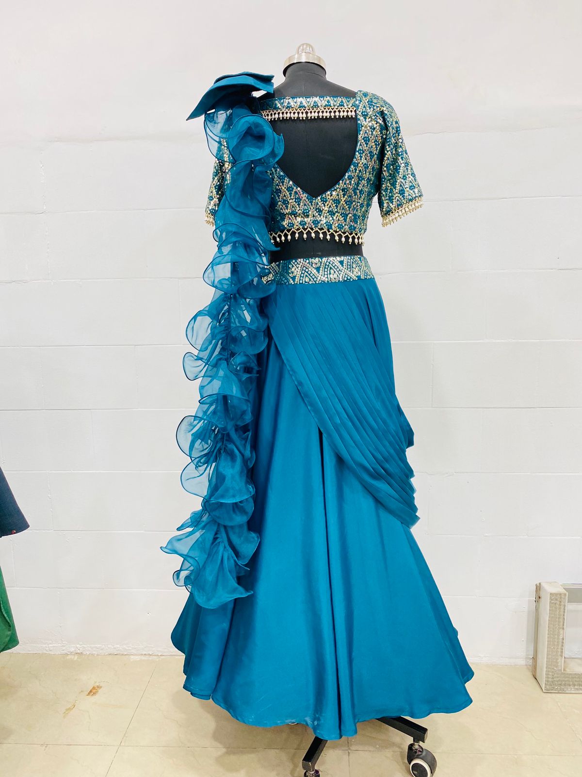 Teal Glam Embellished Lehenga Set