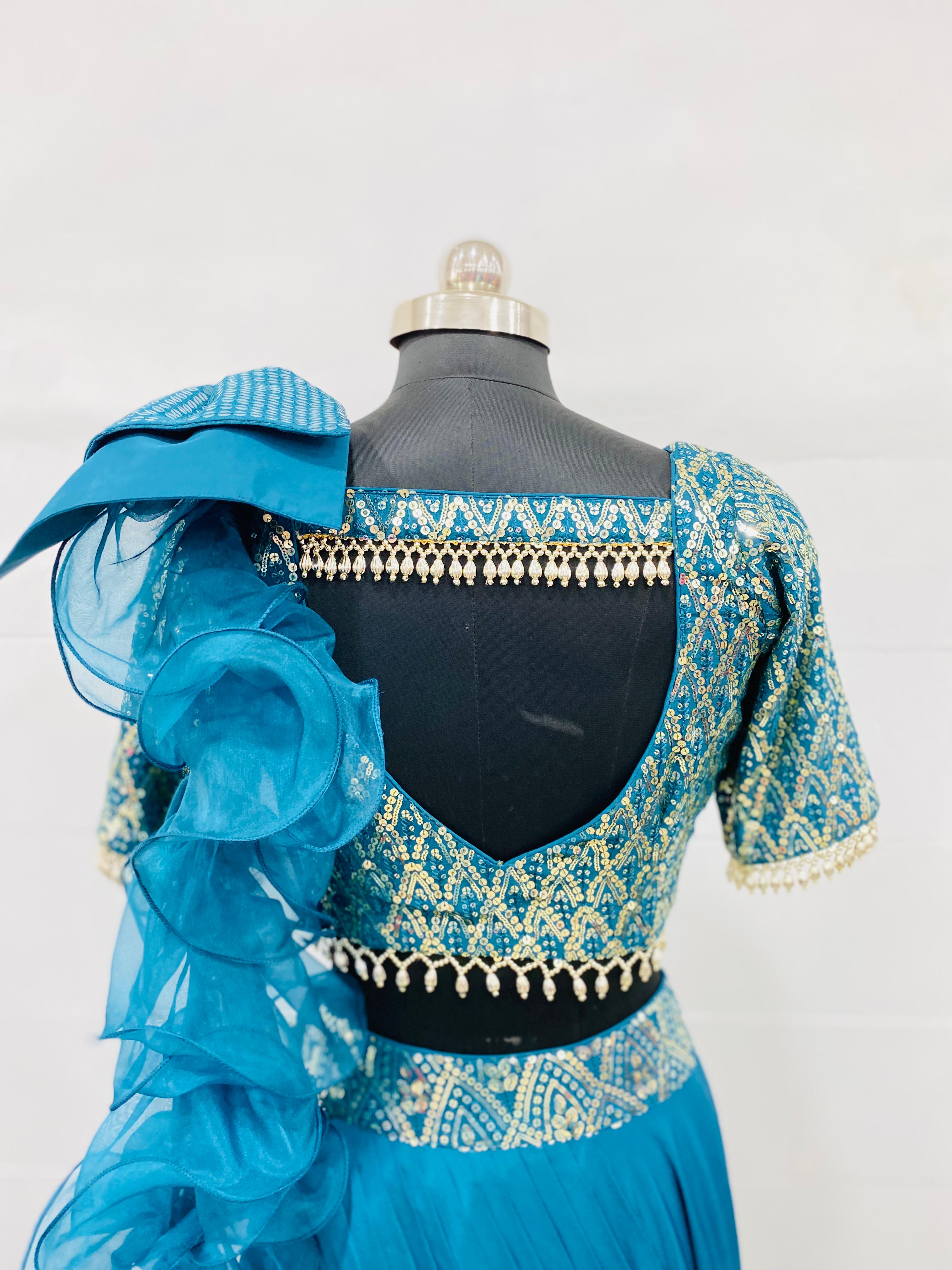 Teal Glam Embellished Lehenga Set