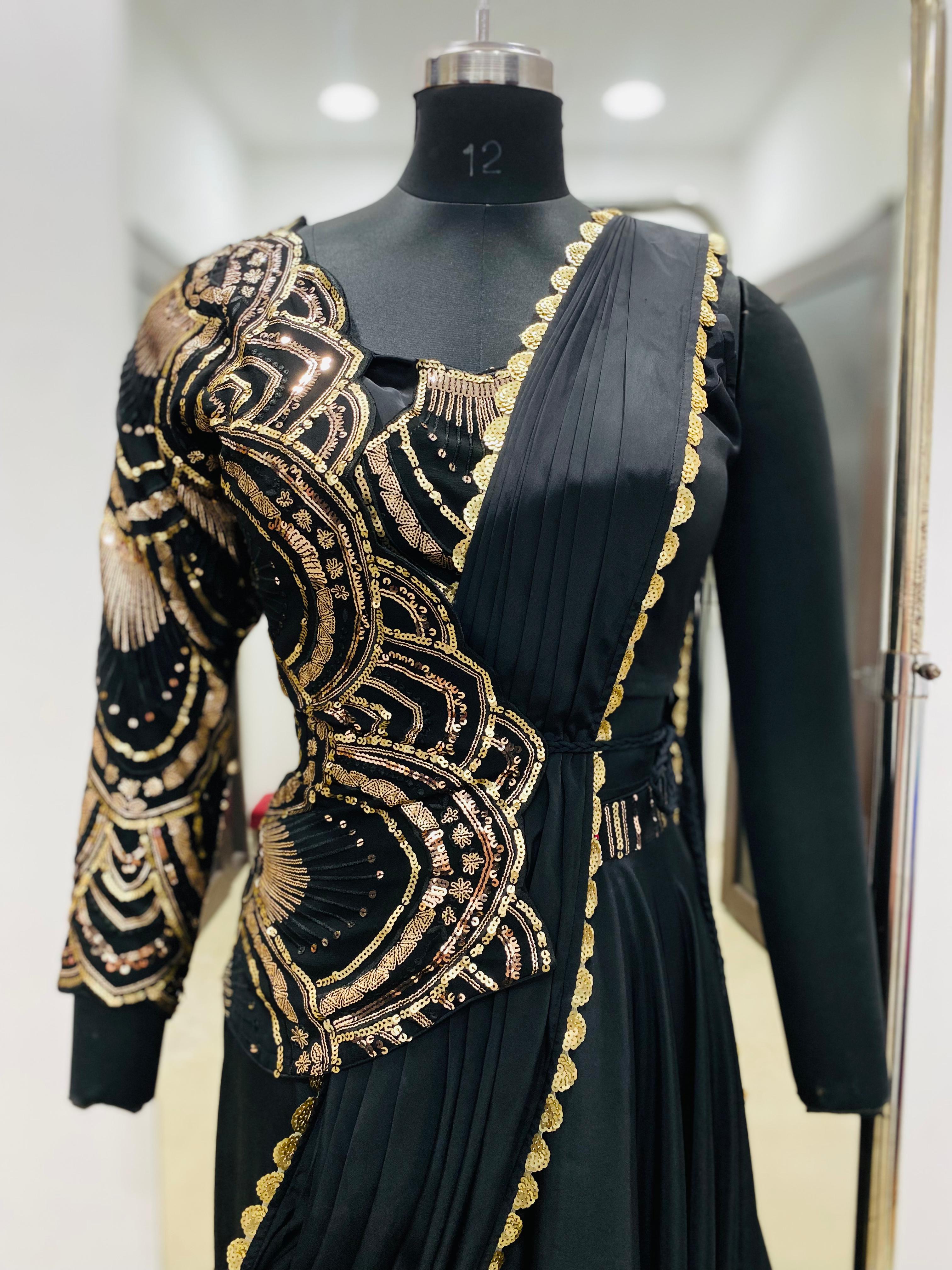 Black Jacket Saree