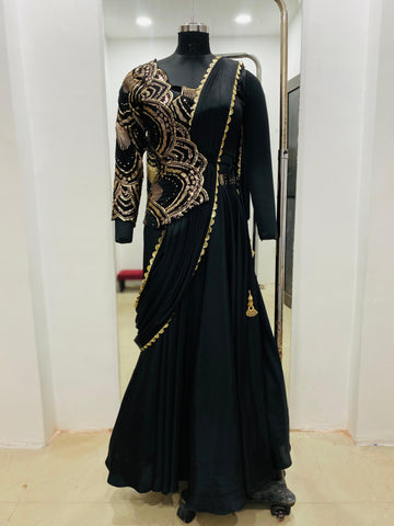 Black Jacket Saree