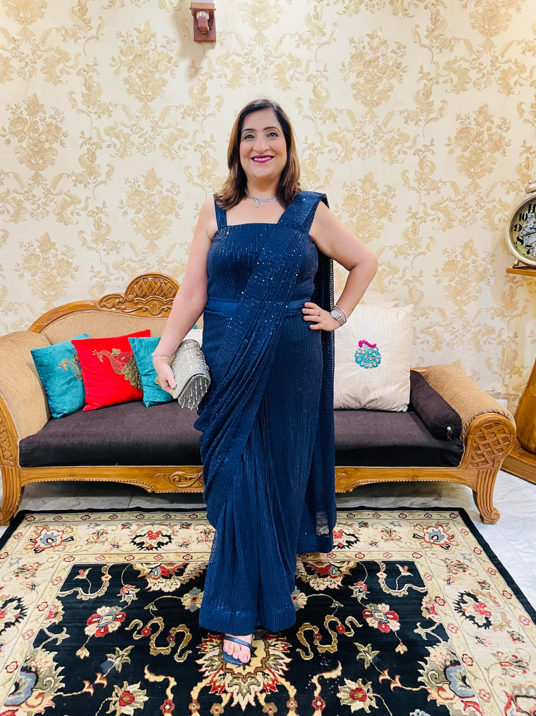 Blue Sequin Saree