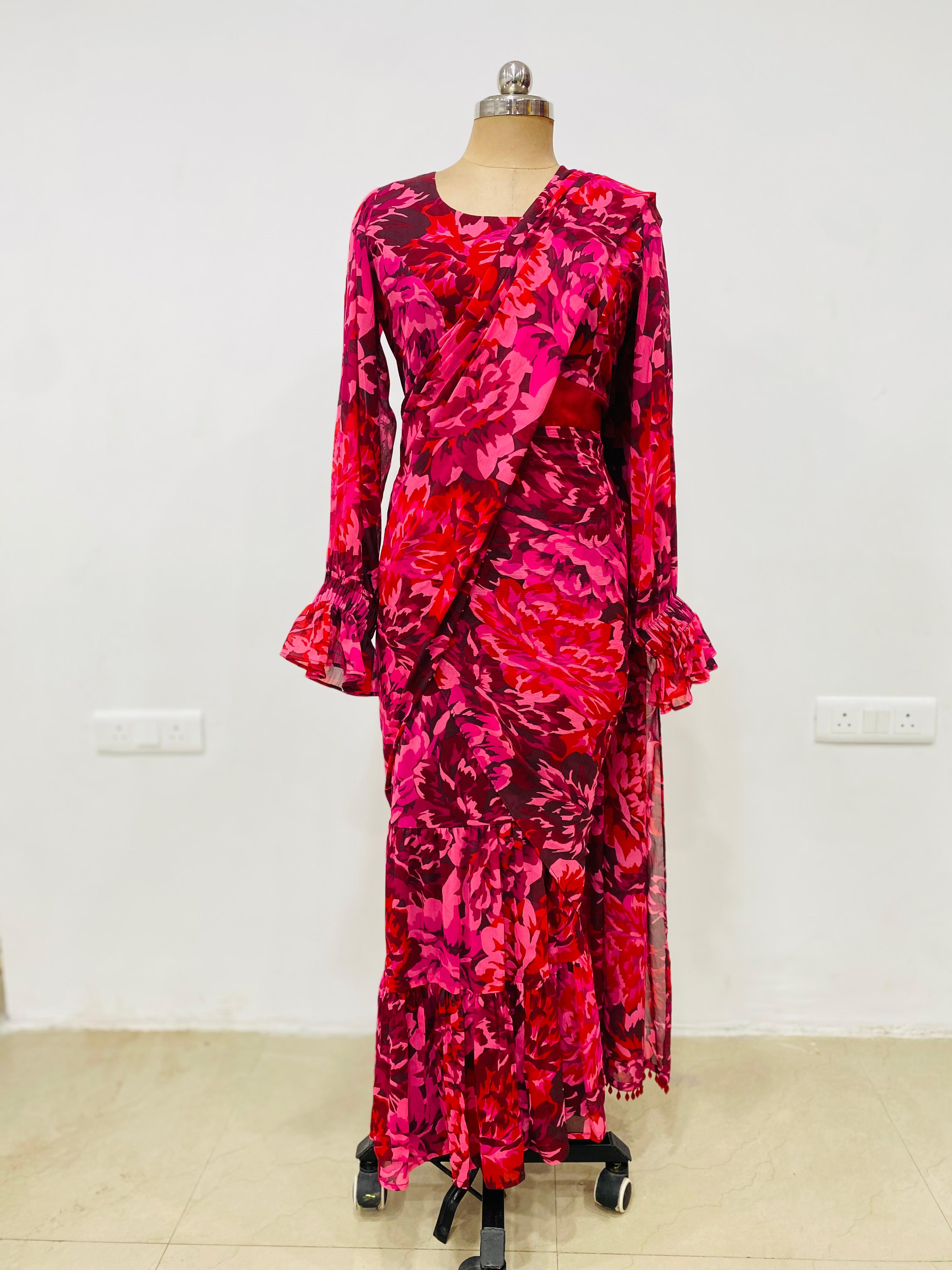 Rosy Hues Maxi Saree