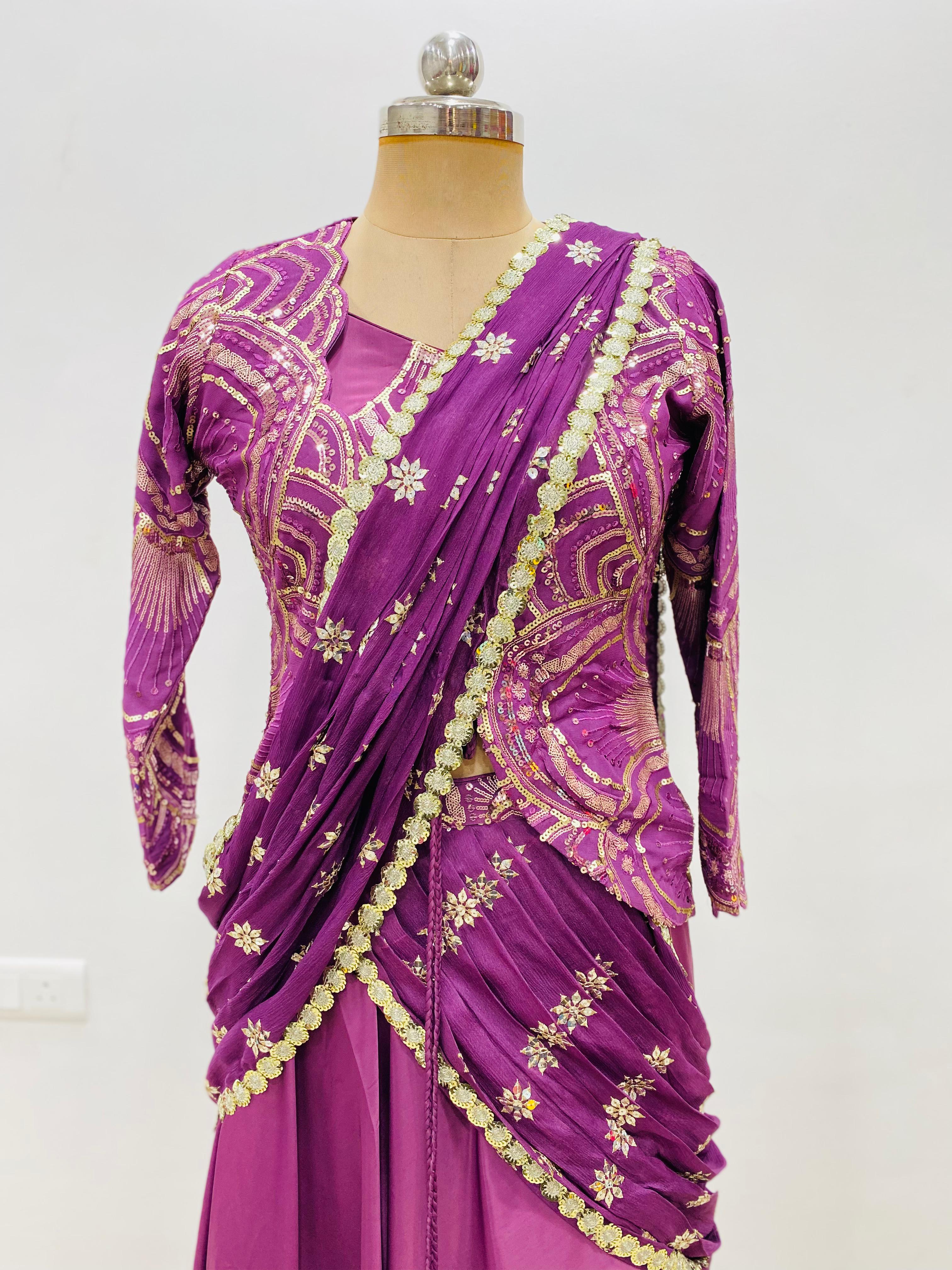 Mauve Jacket Saree