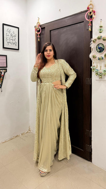 Pista Eye Foil Drape+Shrug