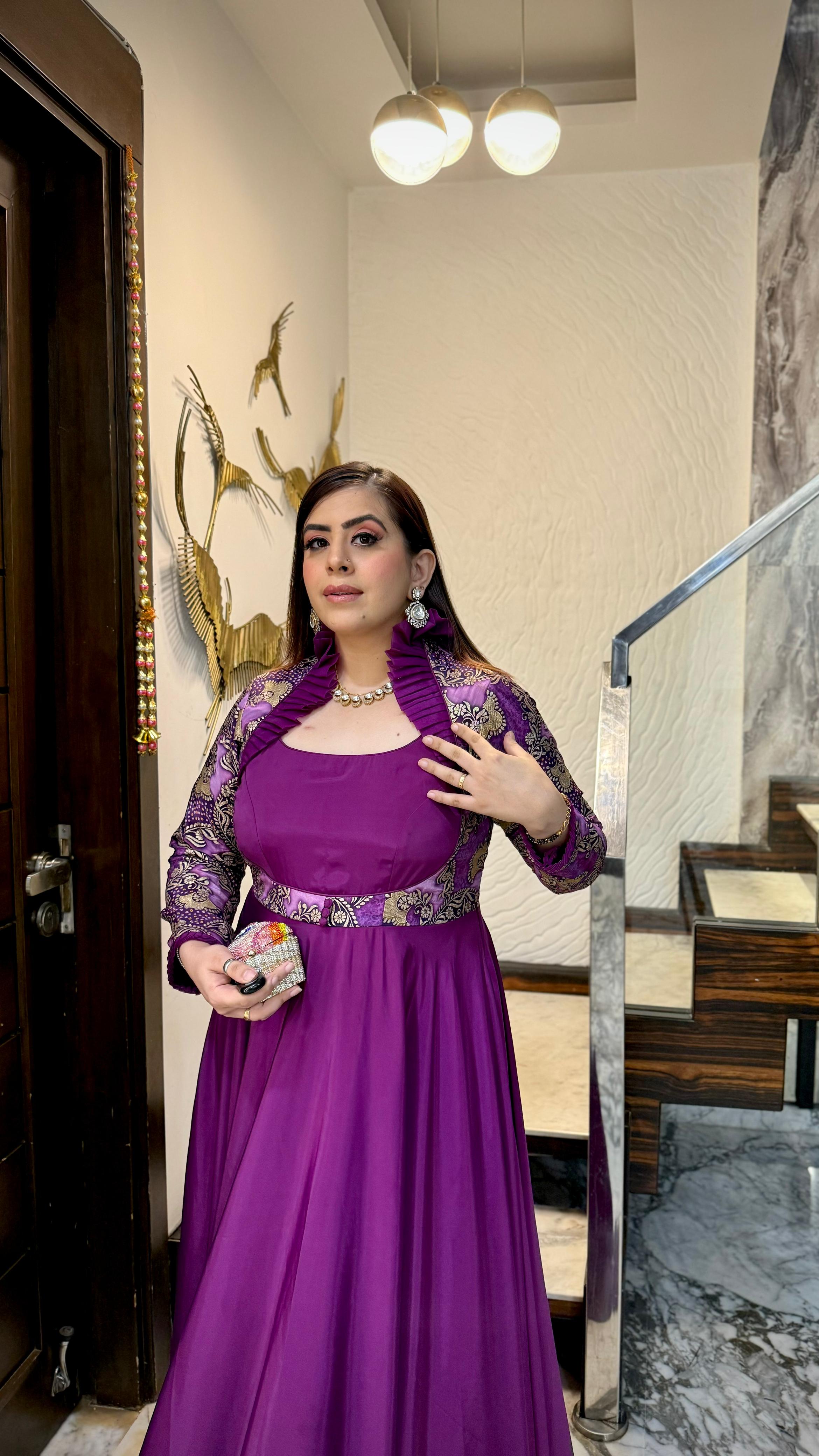 Violet Banarasi Gown