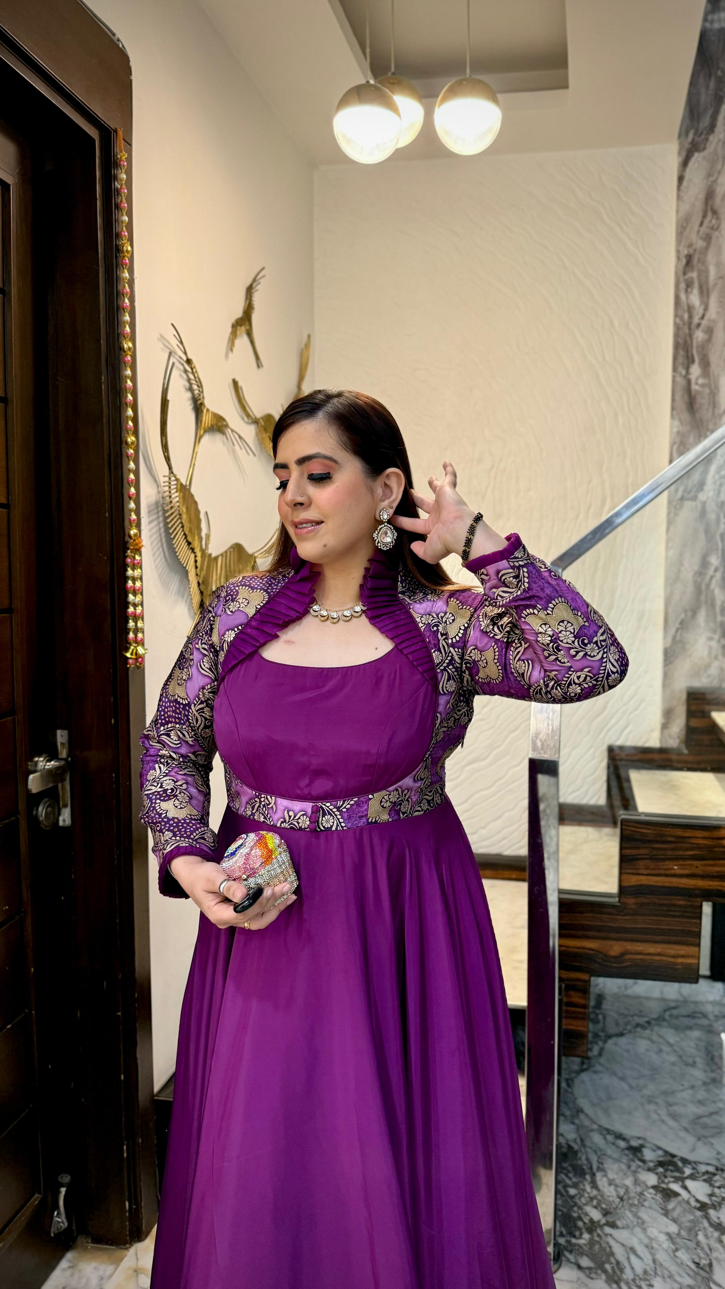 Violet Banarasi Gown