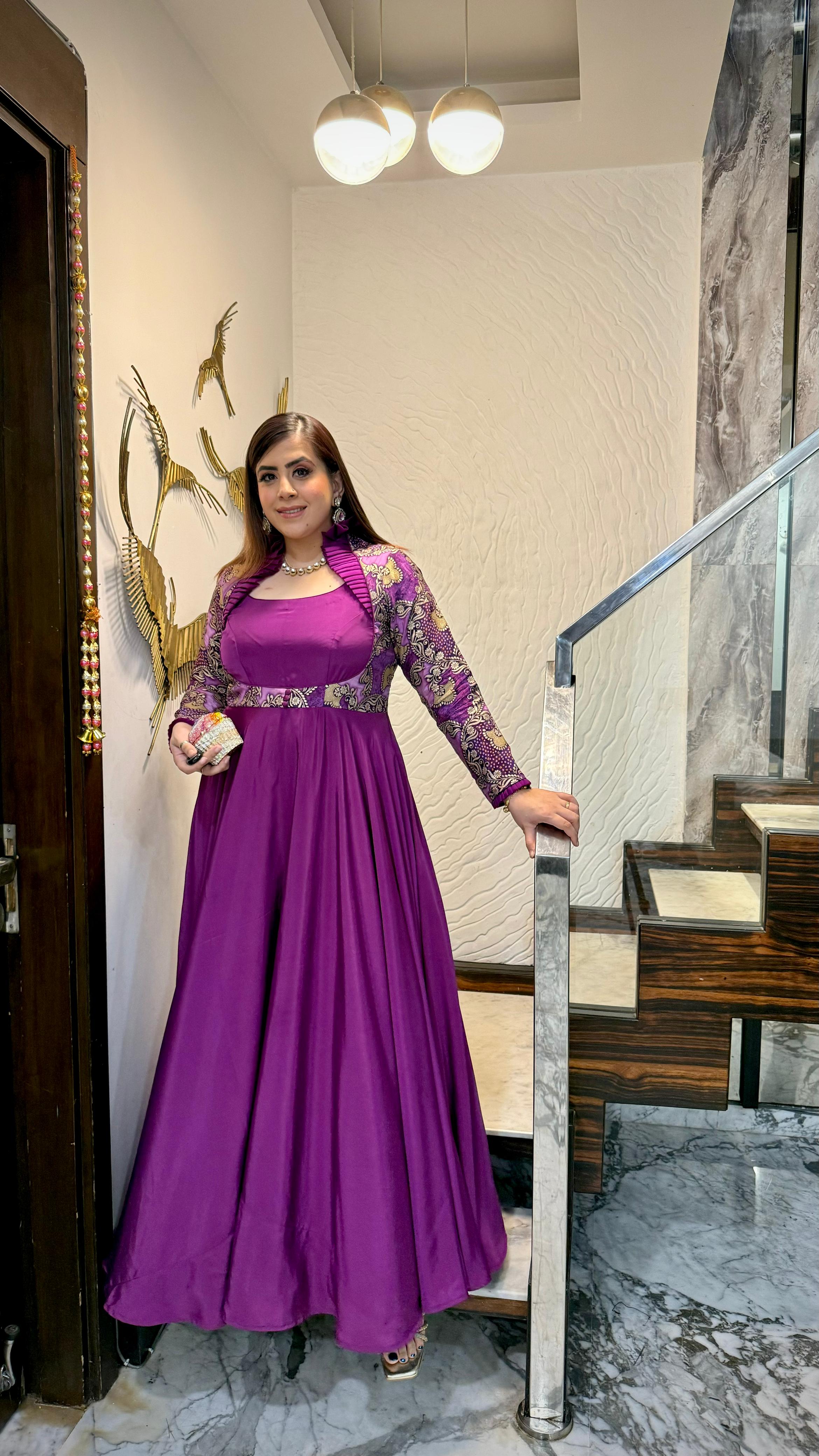 Violet Banarasi Gown