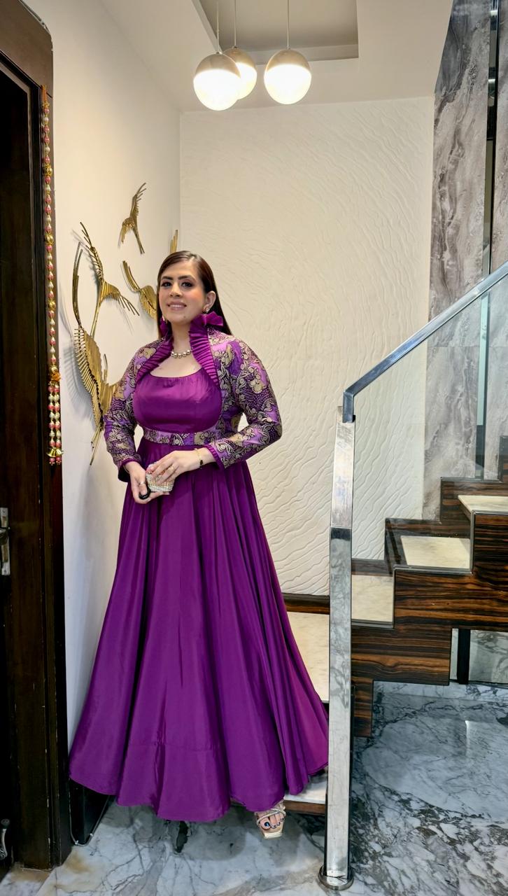 Violet Banarasi Gown
