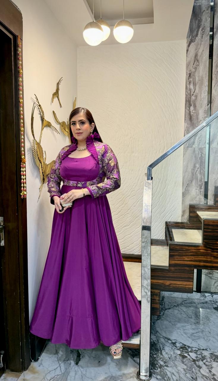 Violet Banarasi Gown