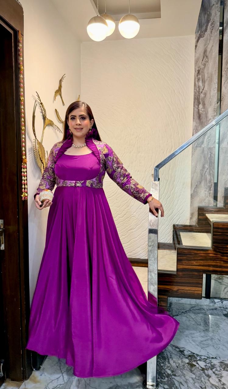 Violet Banarasi Gown