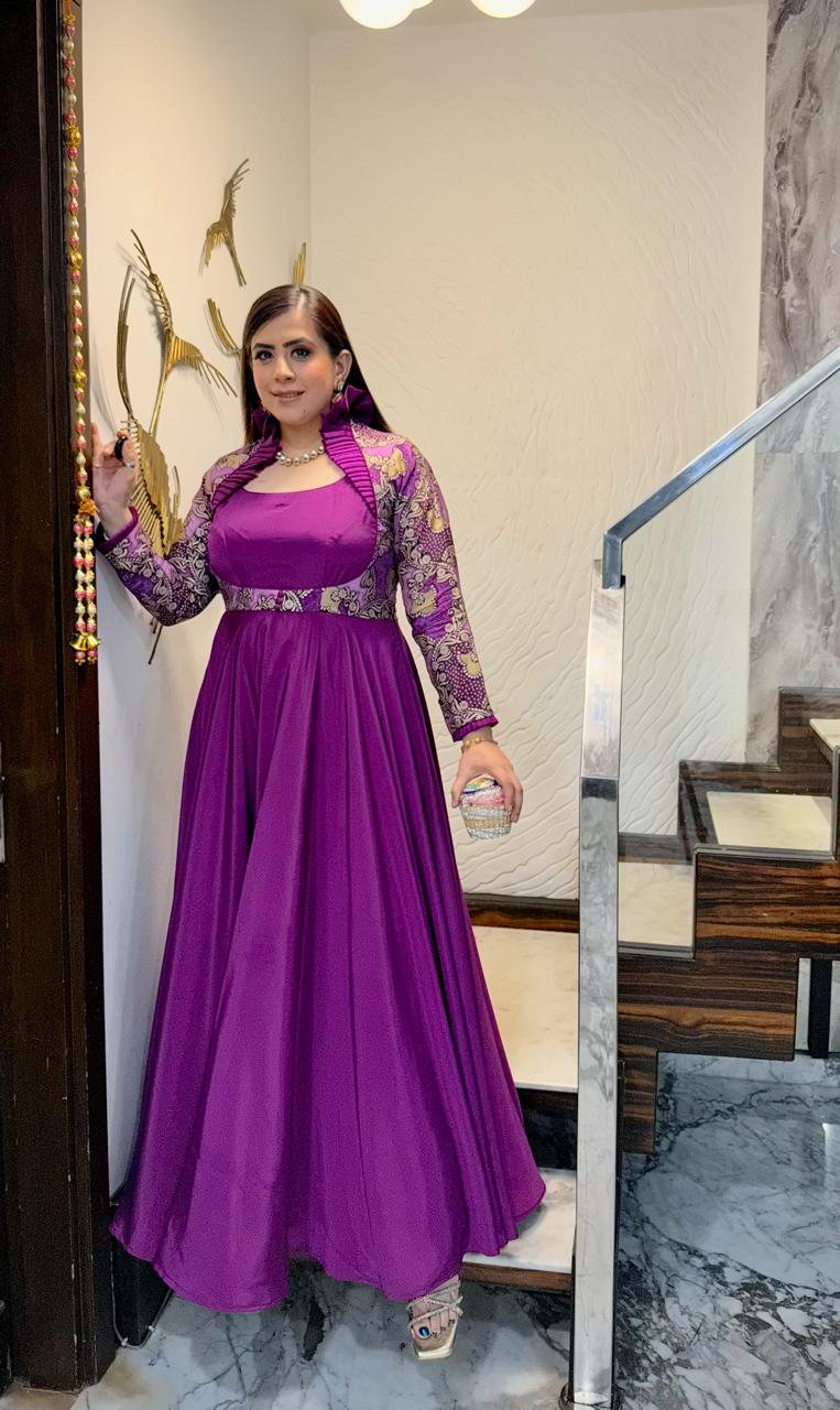 Violet Banarasi Gown