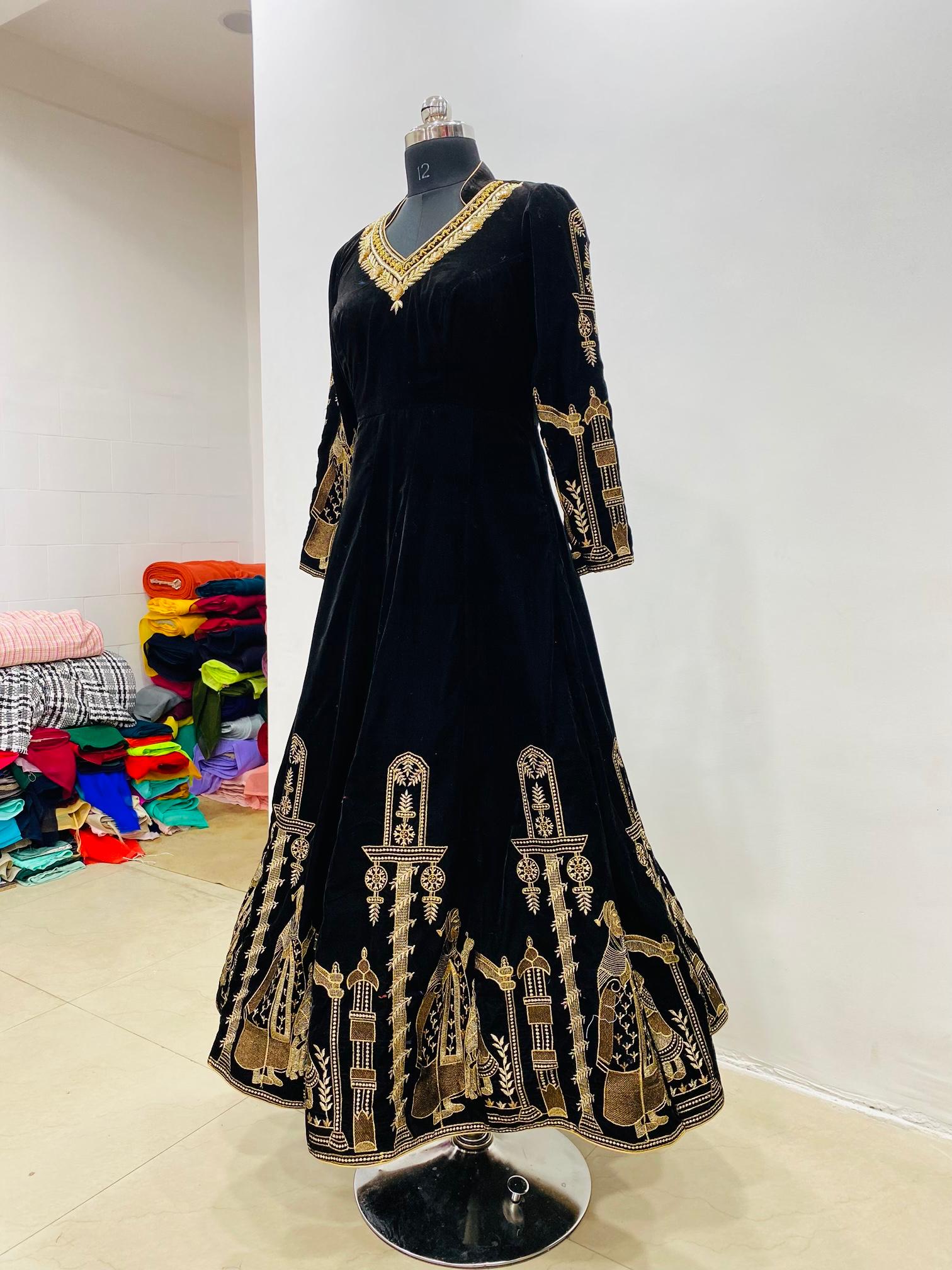 Black Velvet Anarkali Gown