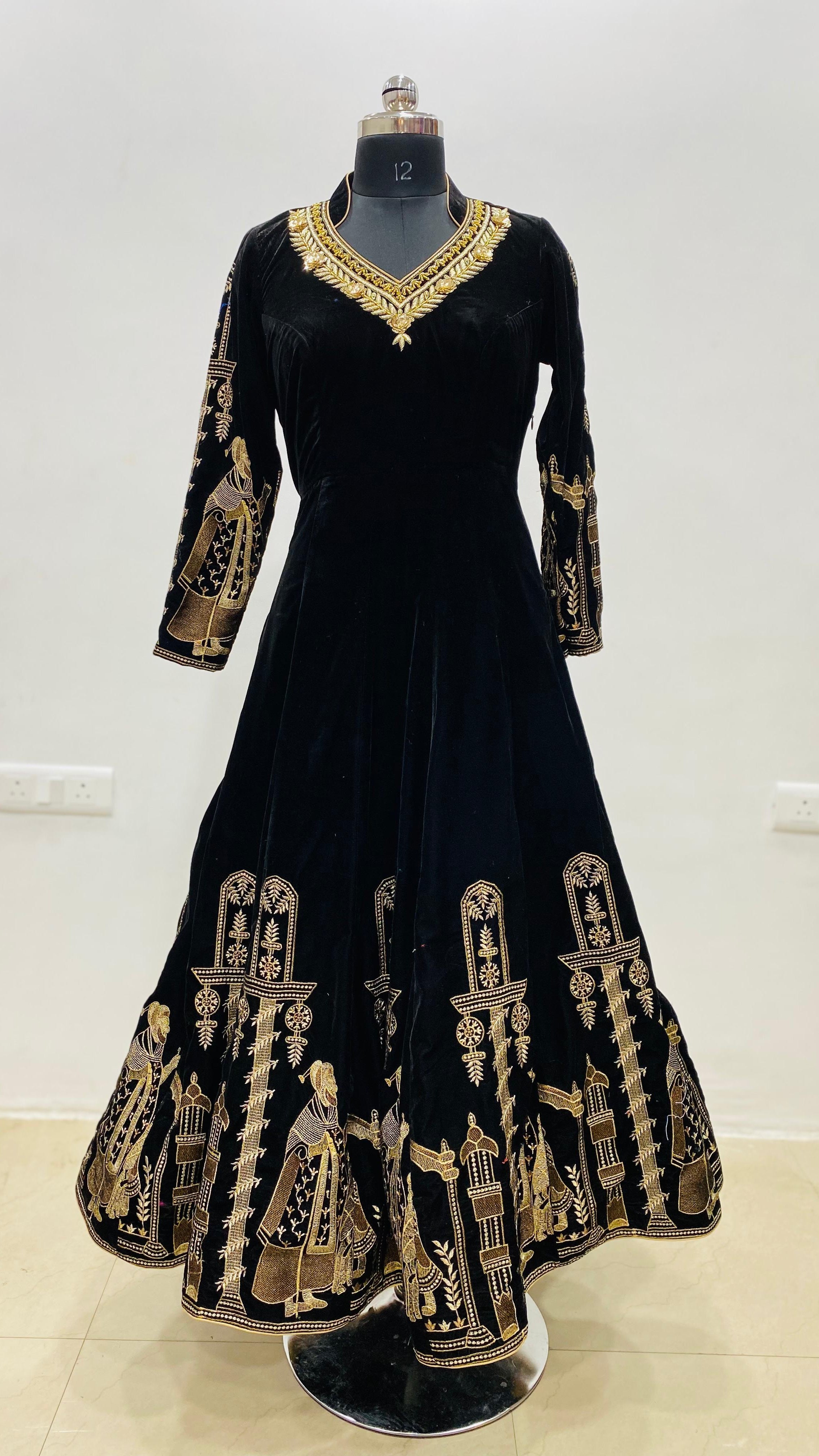 Black Velvet Anarkali Gown