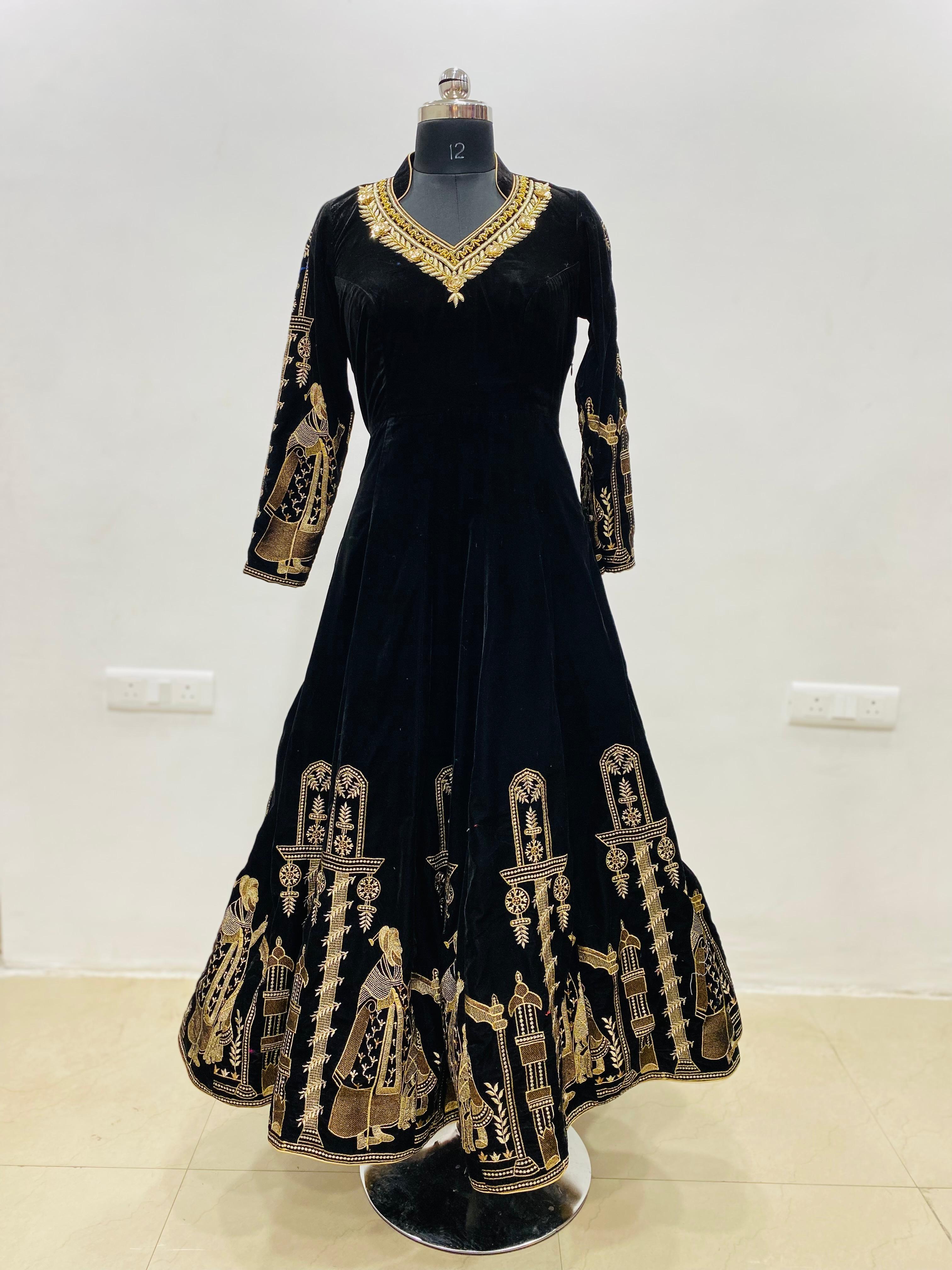 Black Velvet Anarkali Gown