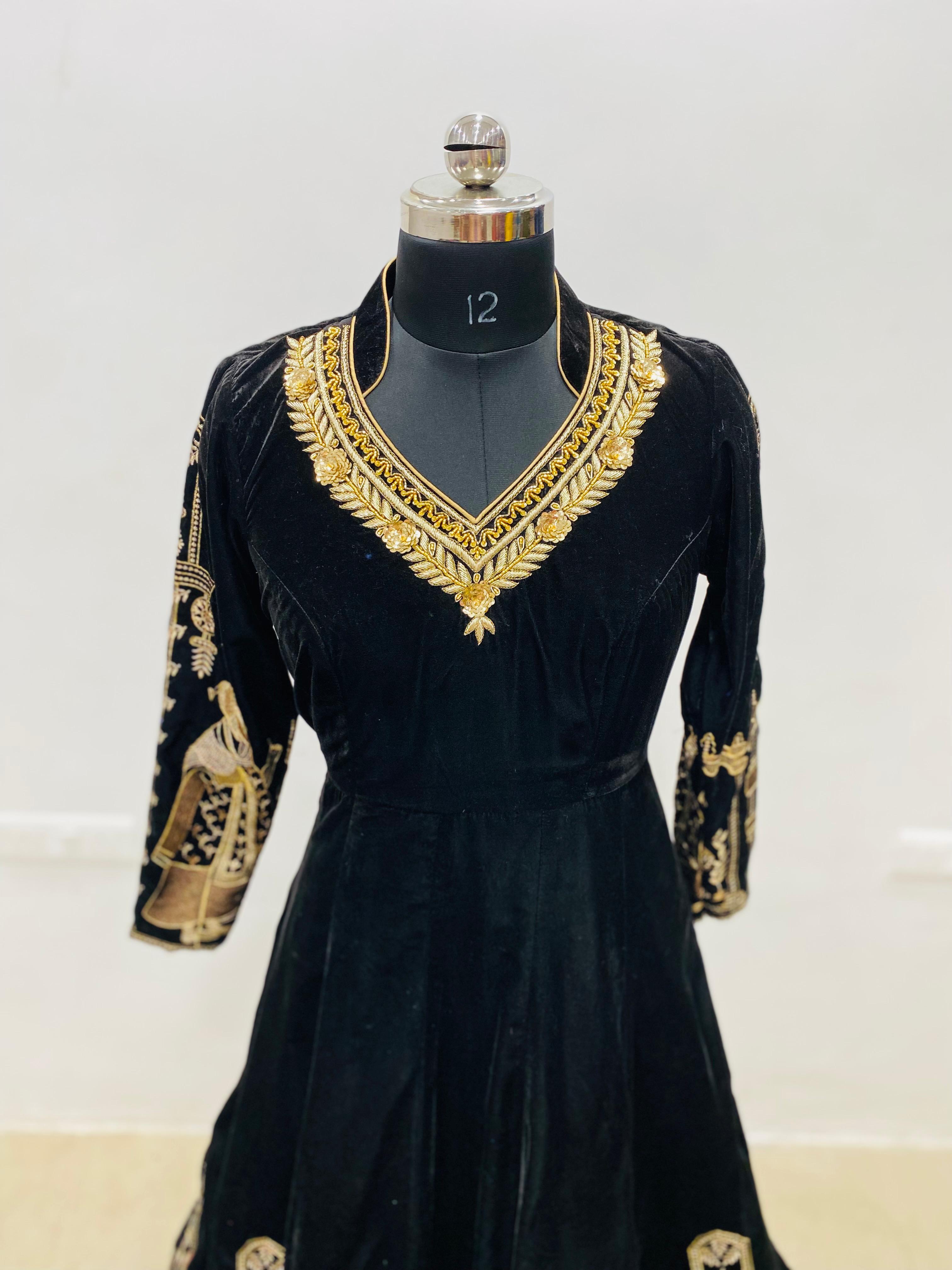 Black Velvet Anarkali Gown