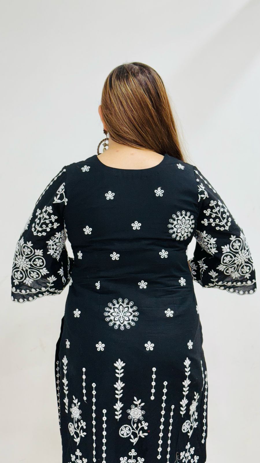 Black Embroidered Cotton Suit