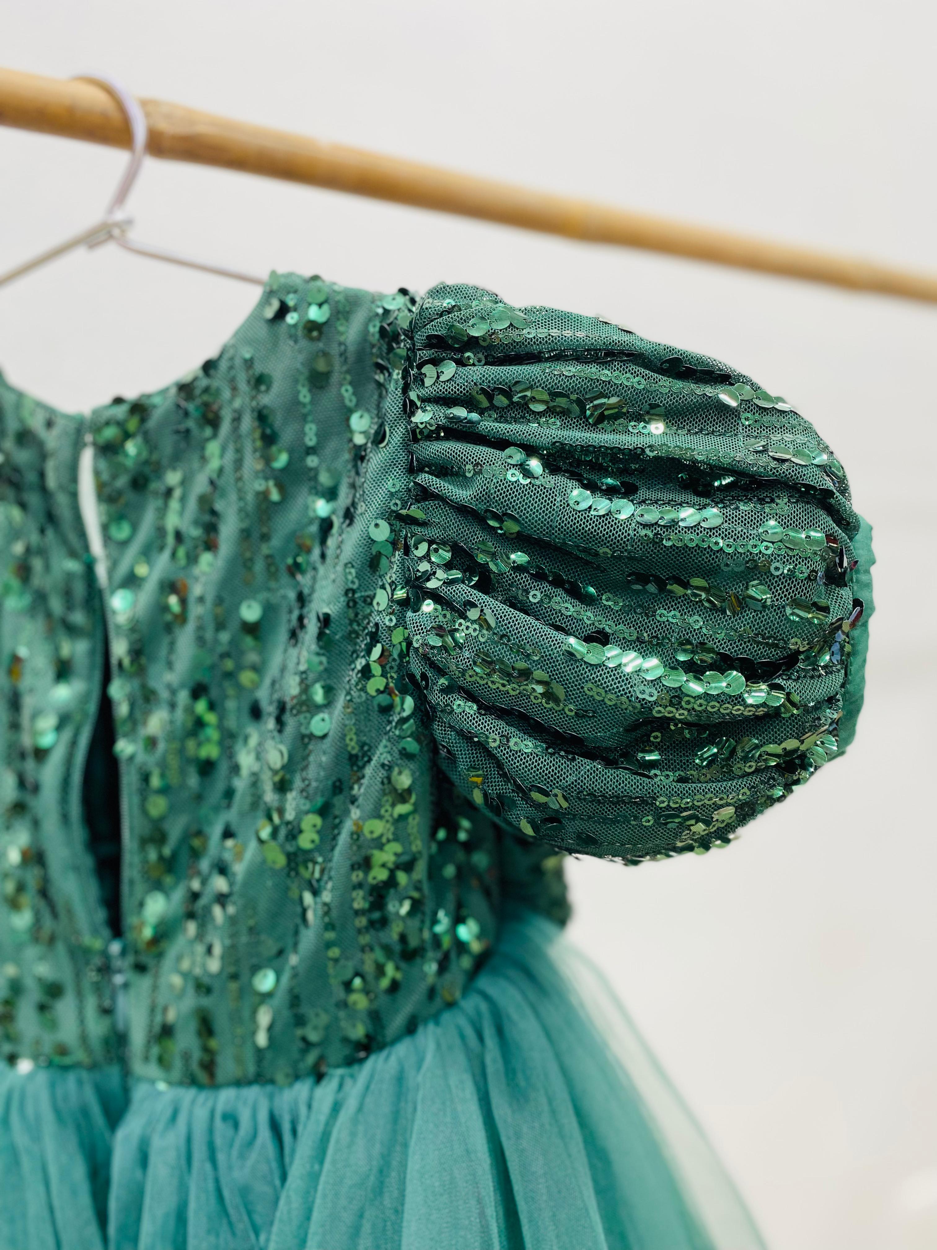 Bottle Green Baby Girl Gown