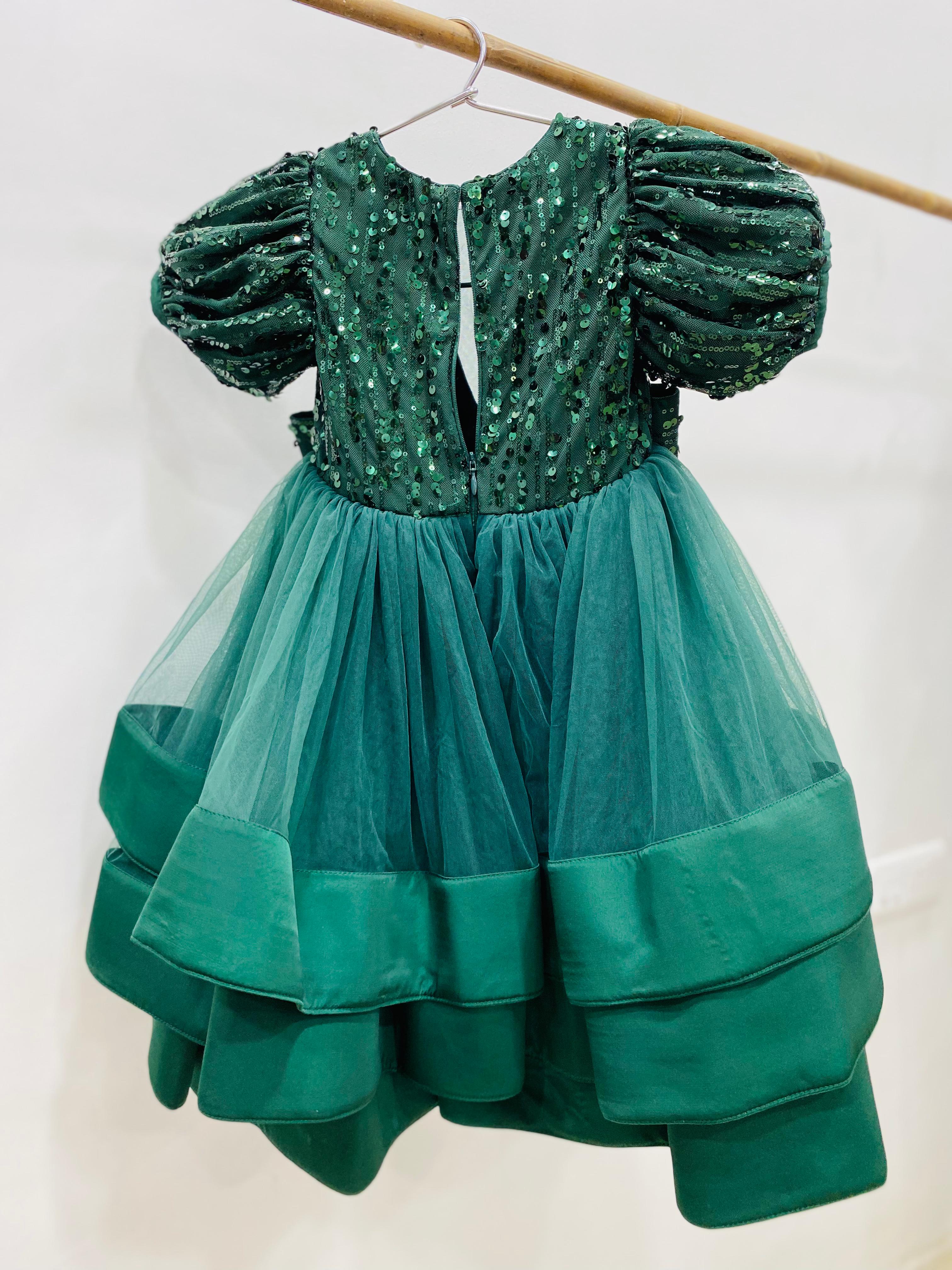Bottle Green Baby Girl Gown