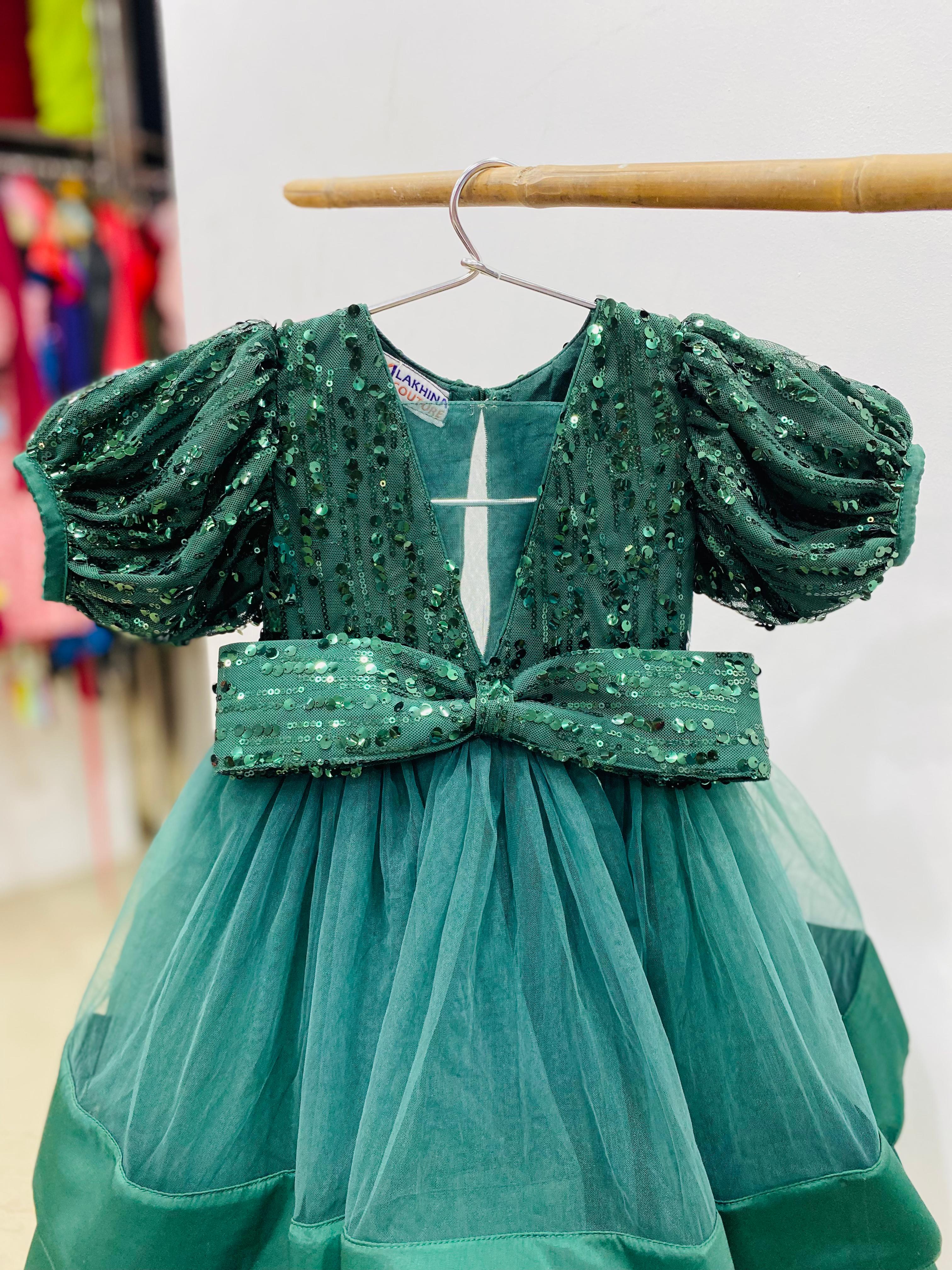 Bottle Green Baby Girl Gown