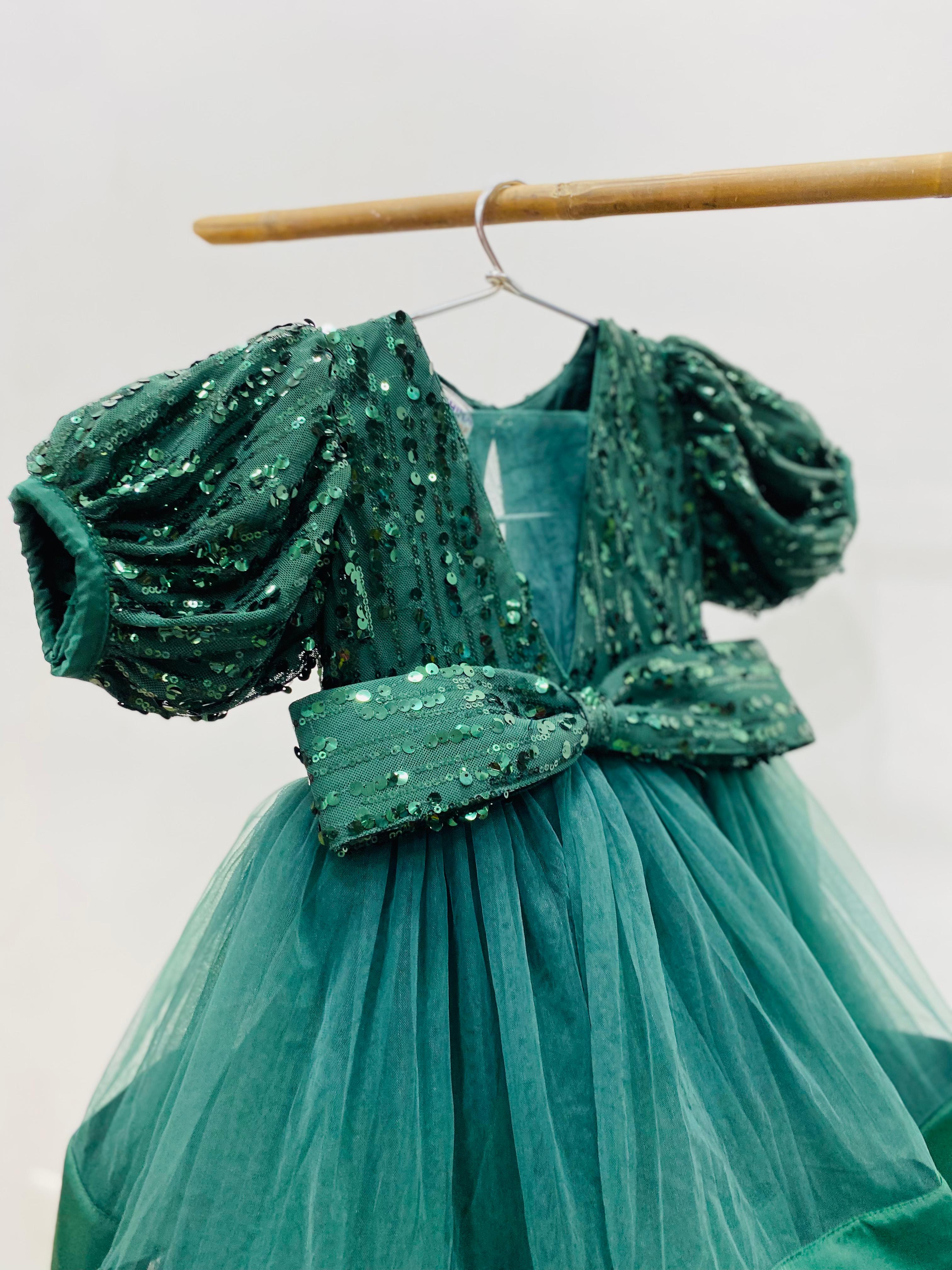 Bottle Green Baby Girl Gown