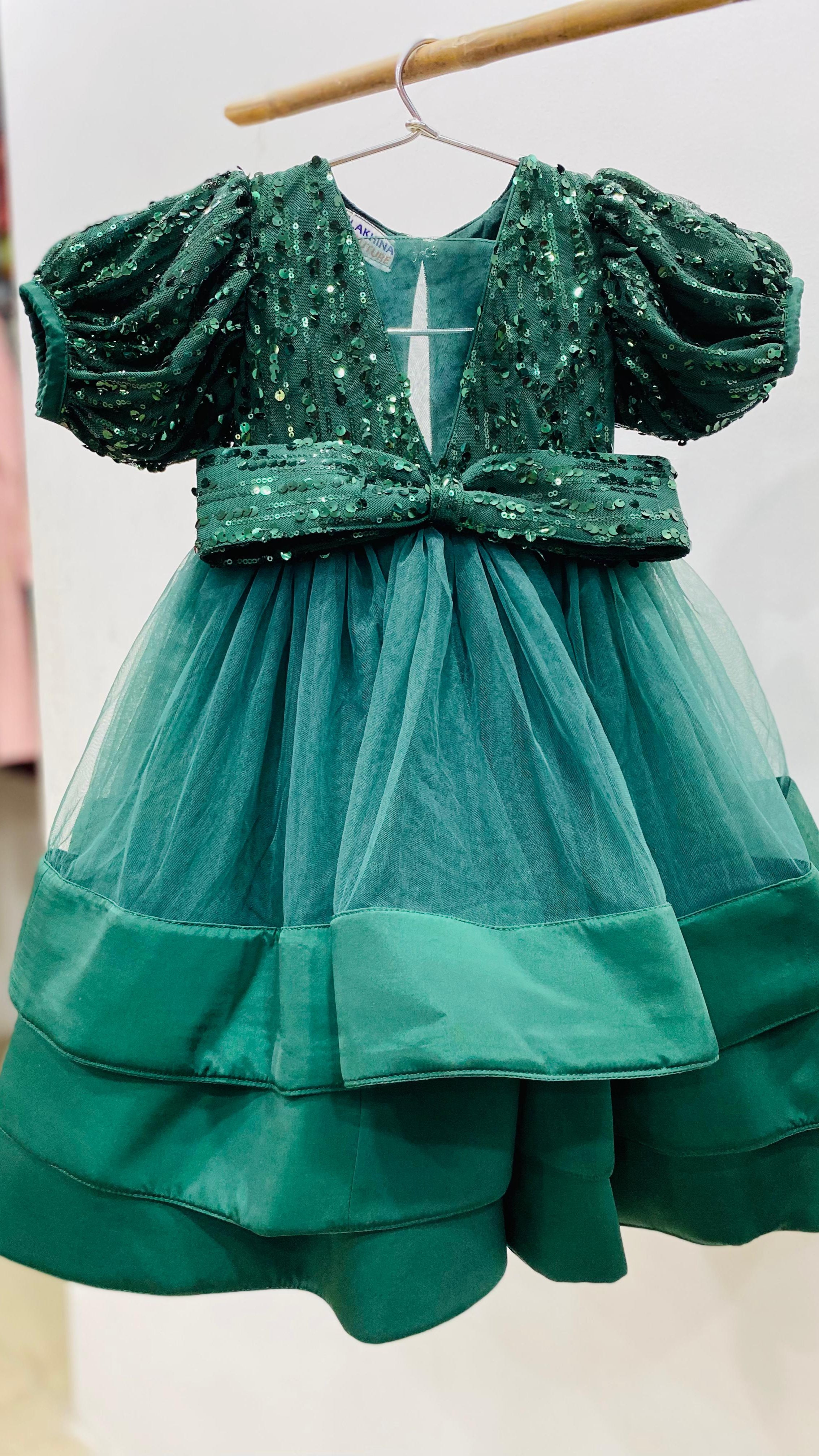 Bottle Green Baby Girl Gown