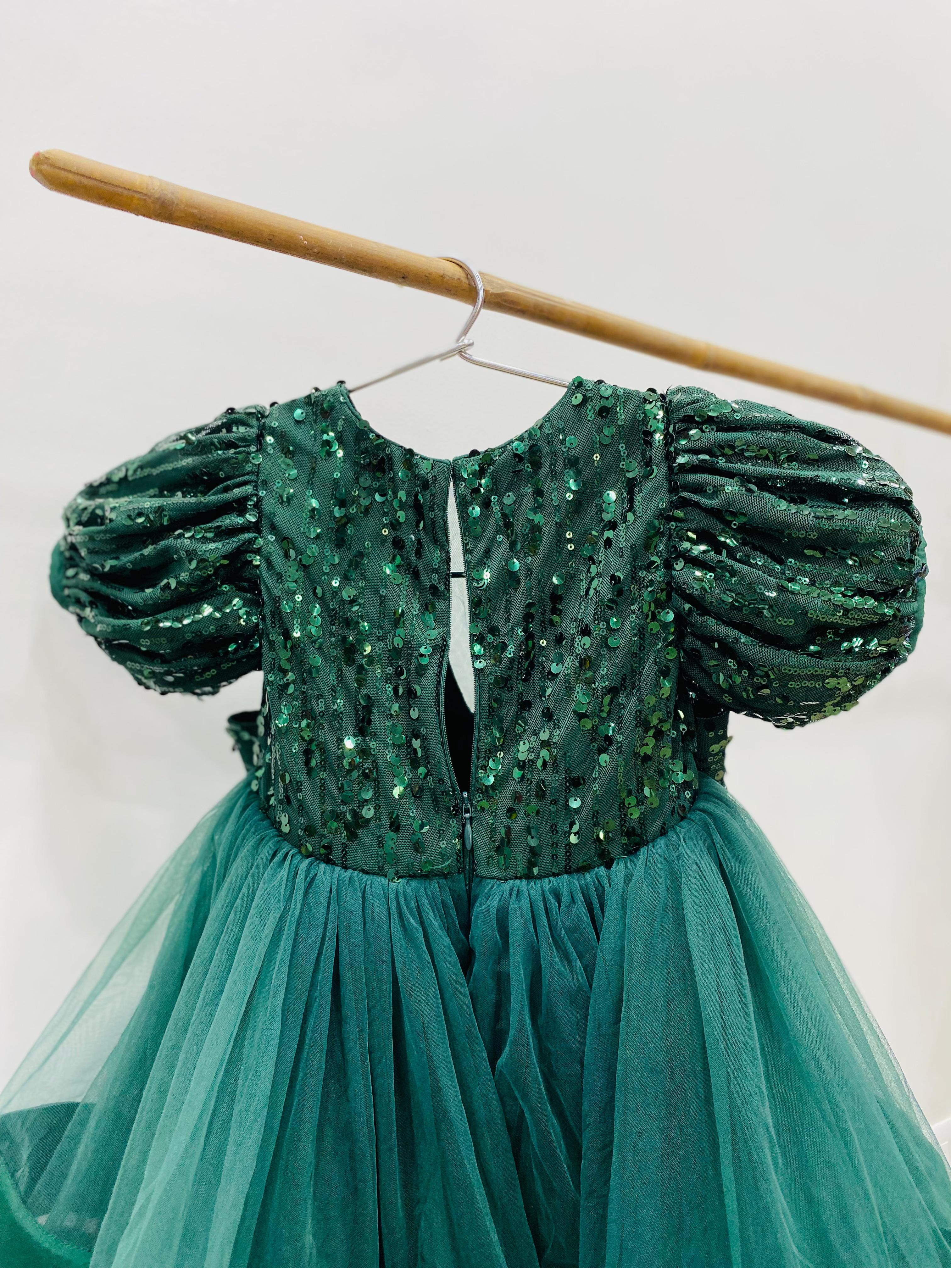 Bottle Green Baby Girl Gown