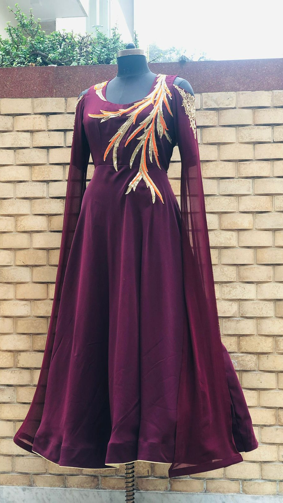 Wine Bird Gown