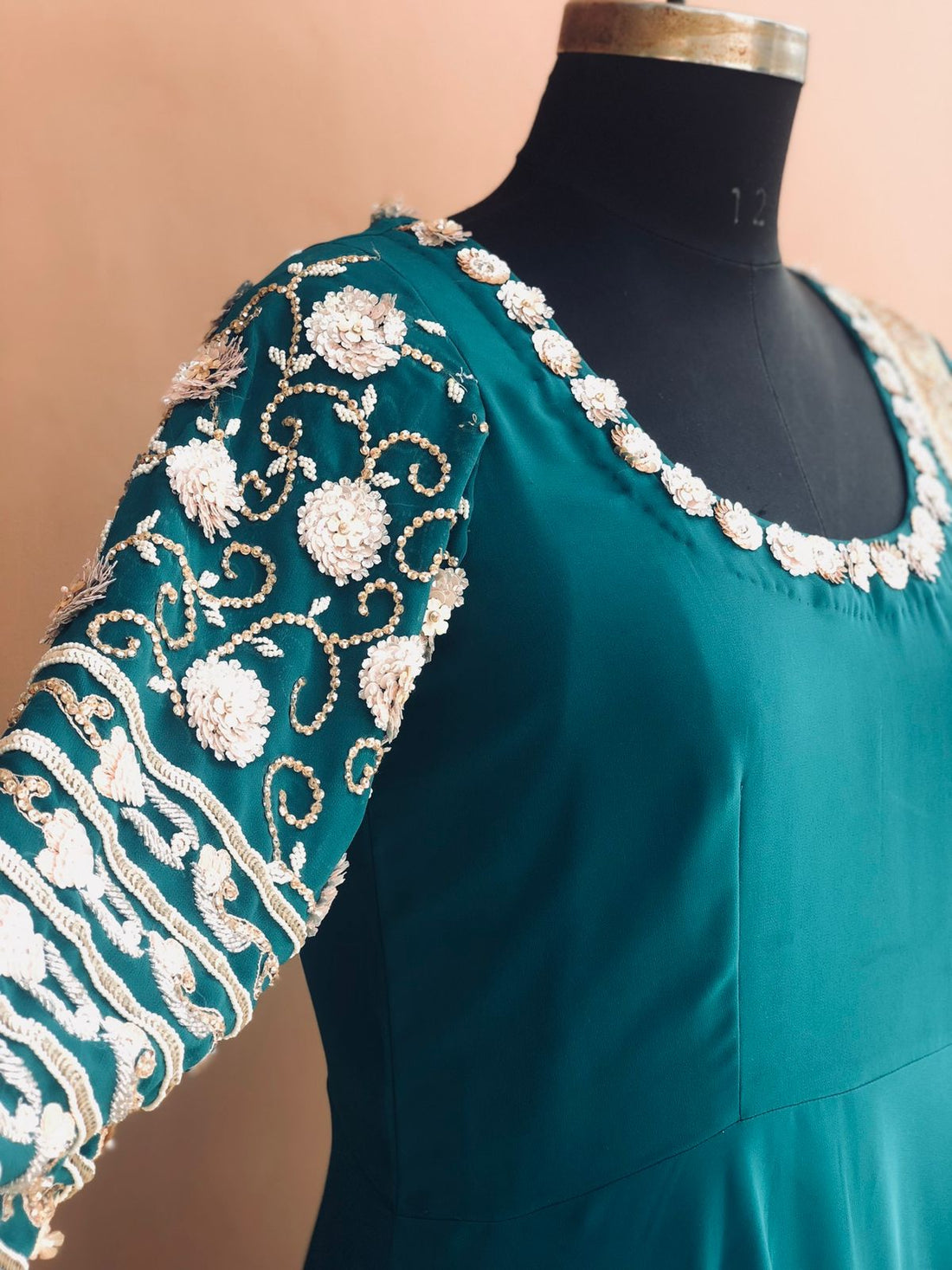 Teal Karva Chauth Anarkali