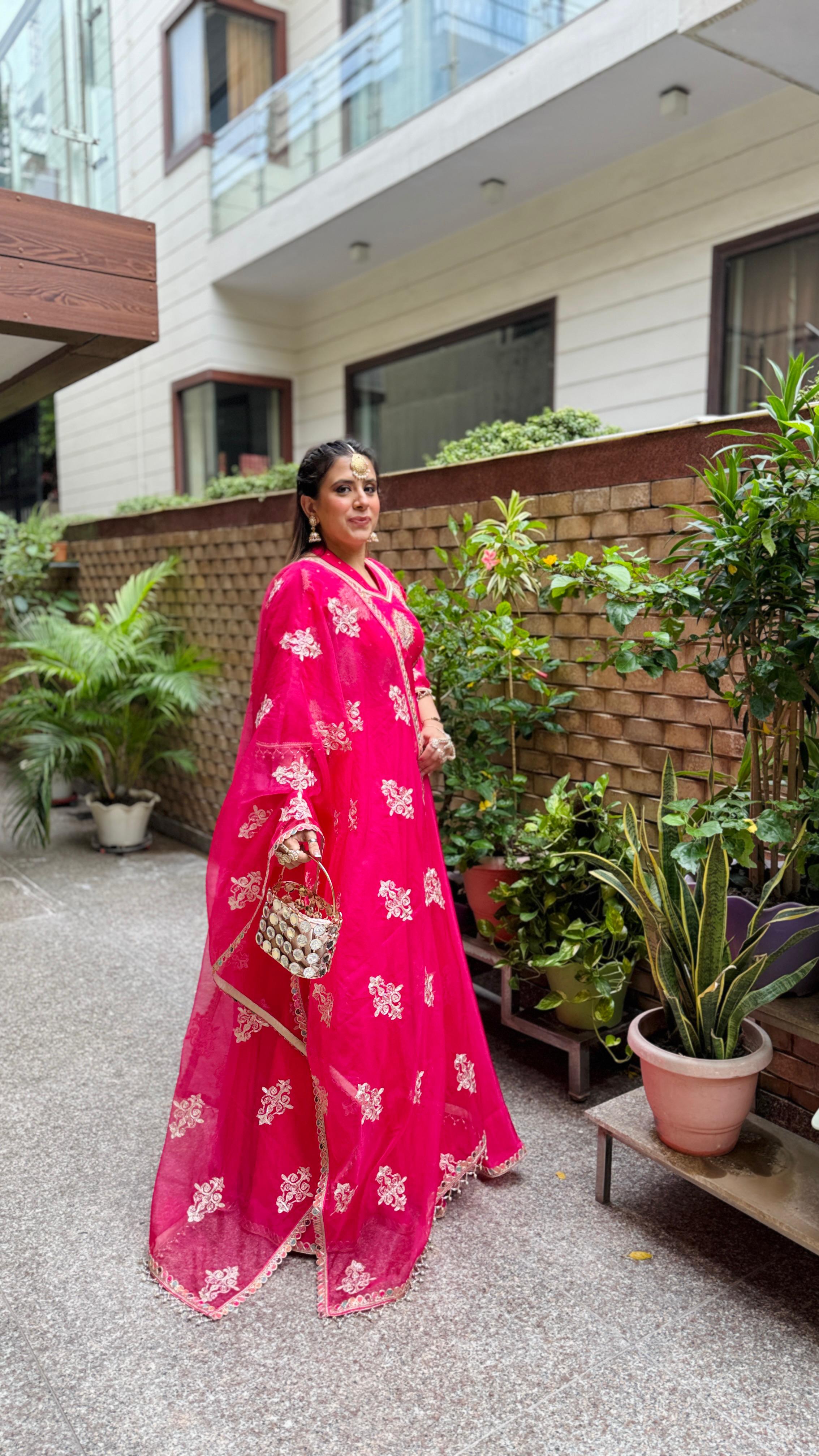 Gorgeous Pink Crepe Anarkali