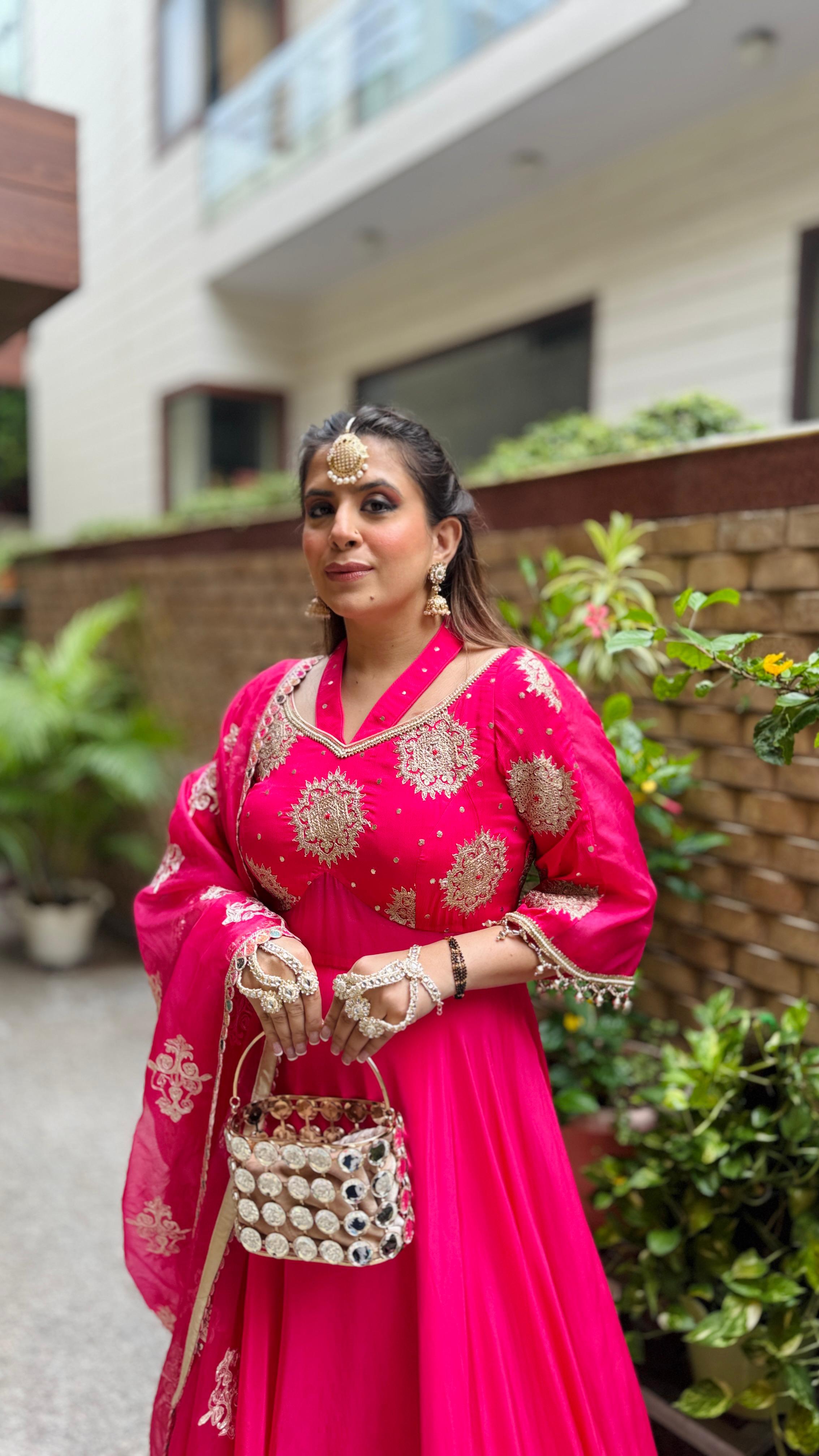 Gorgeous Pink Crepe Anarkali