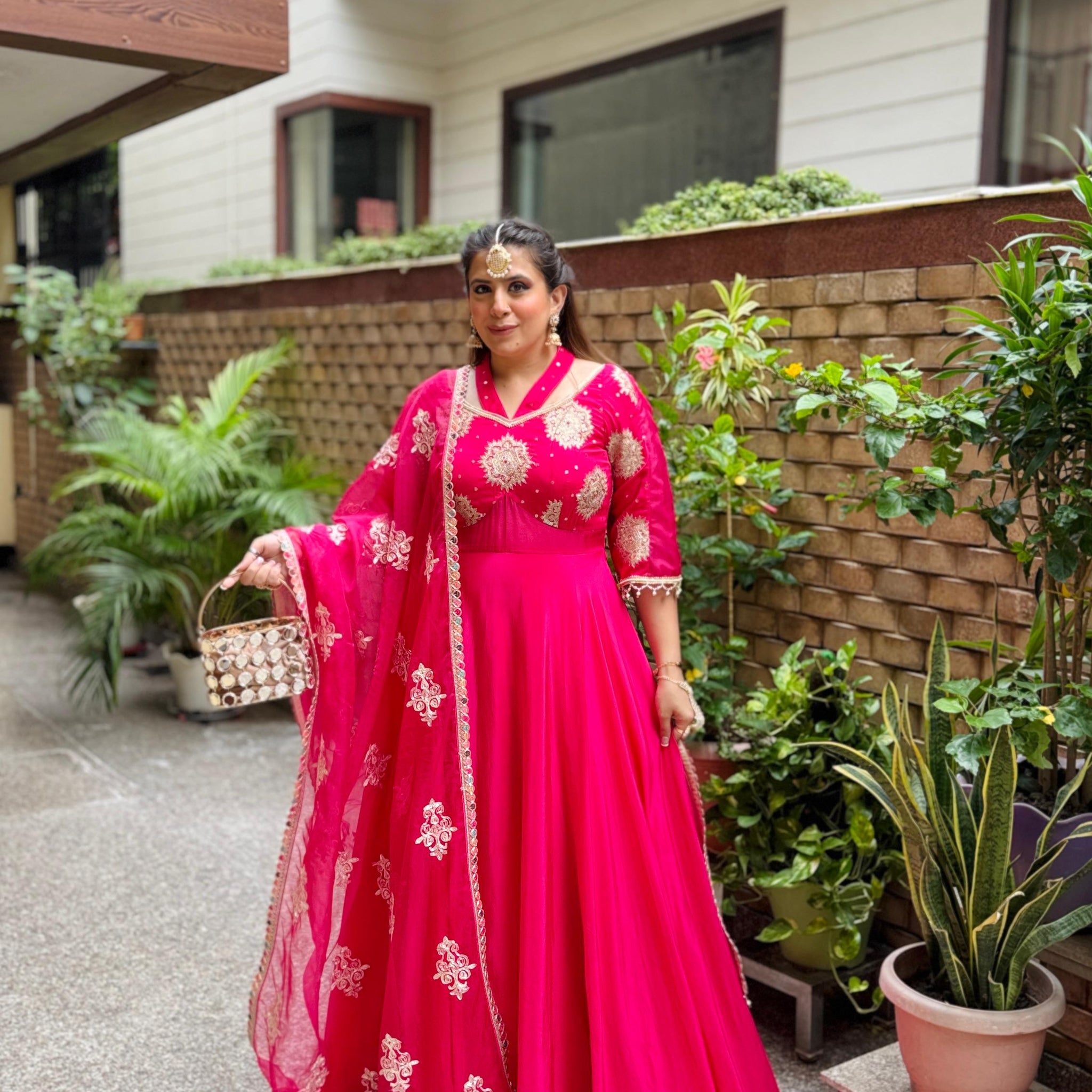 Gorgeous Pink Crepe Anarkali