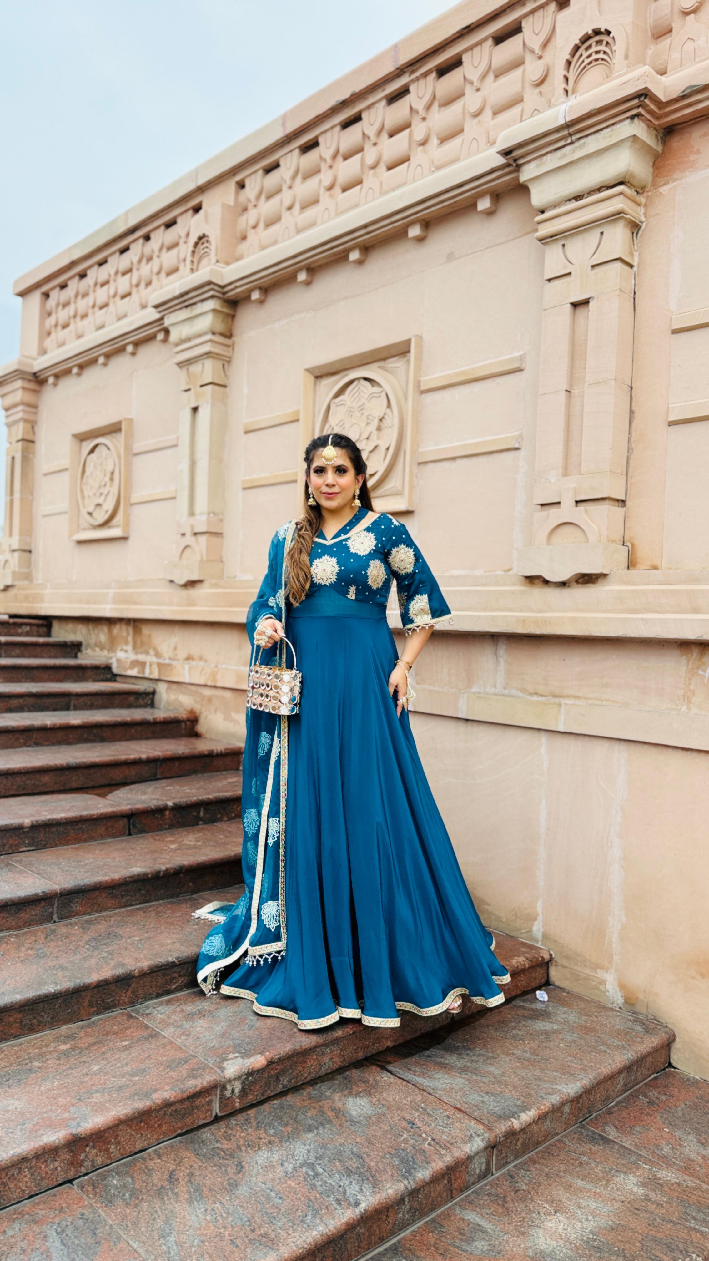 Peacock Crepe Anarkali