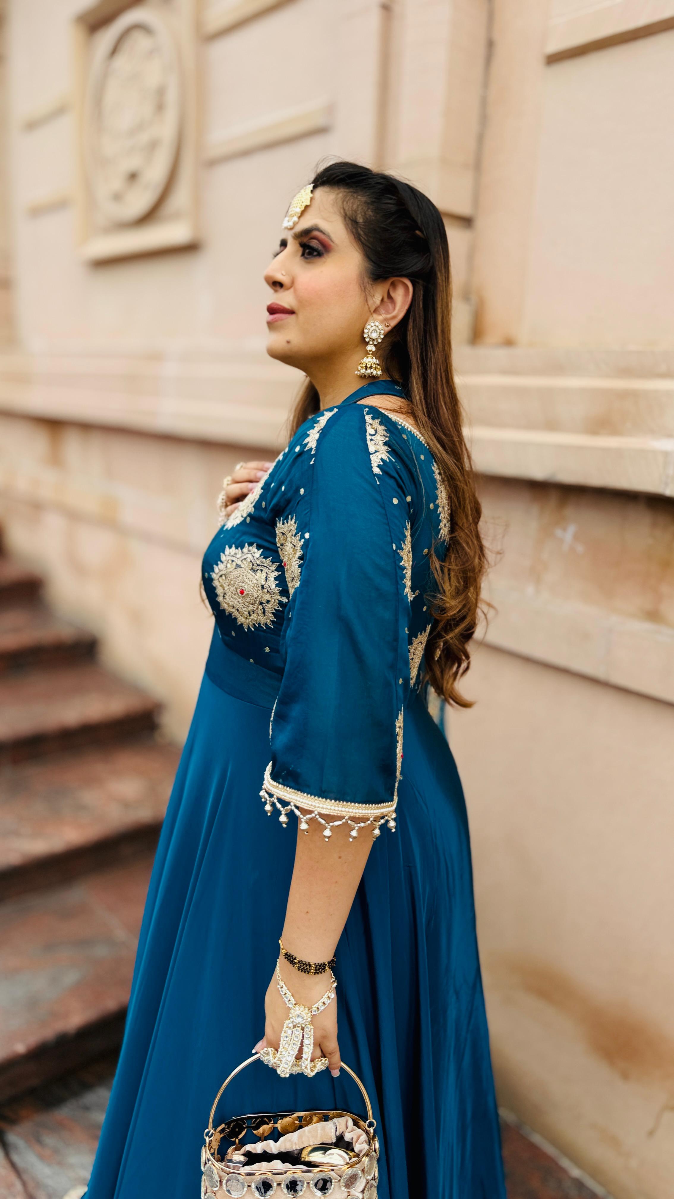 Peacock Crepe Anarkali