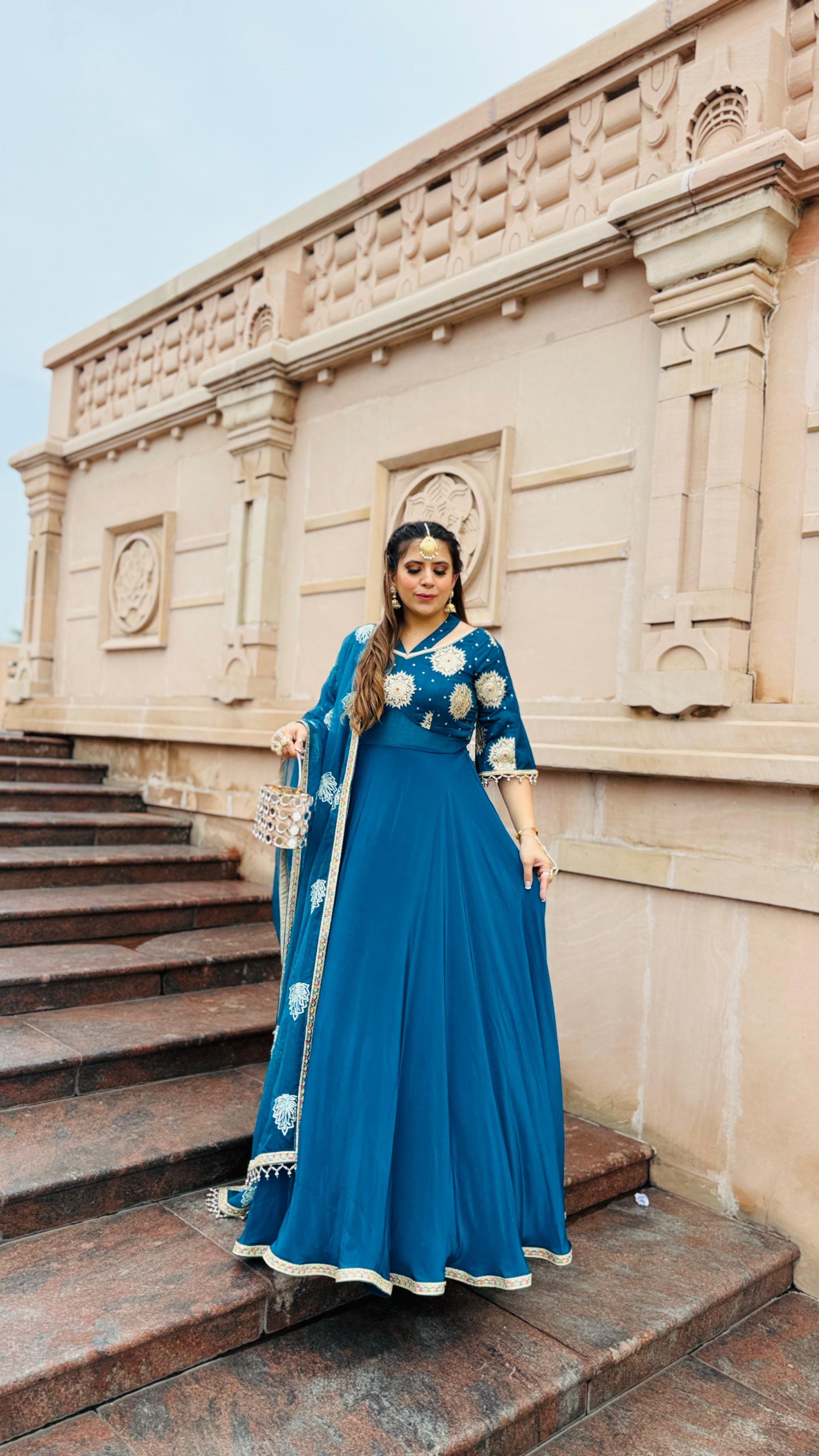 Peacock Crepe Anarkali