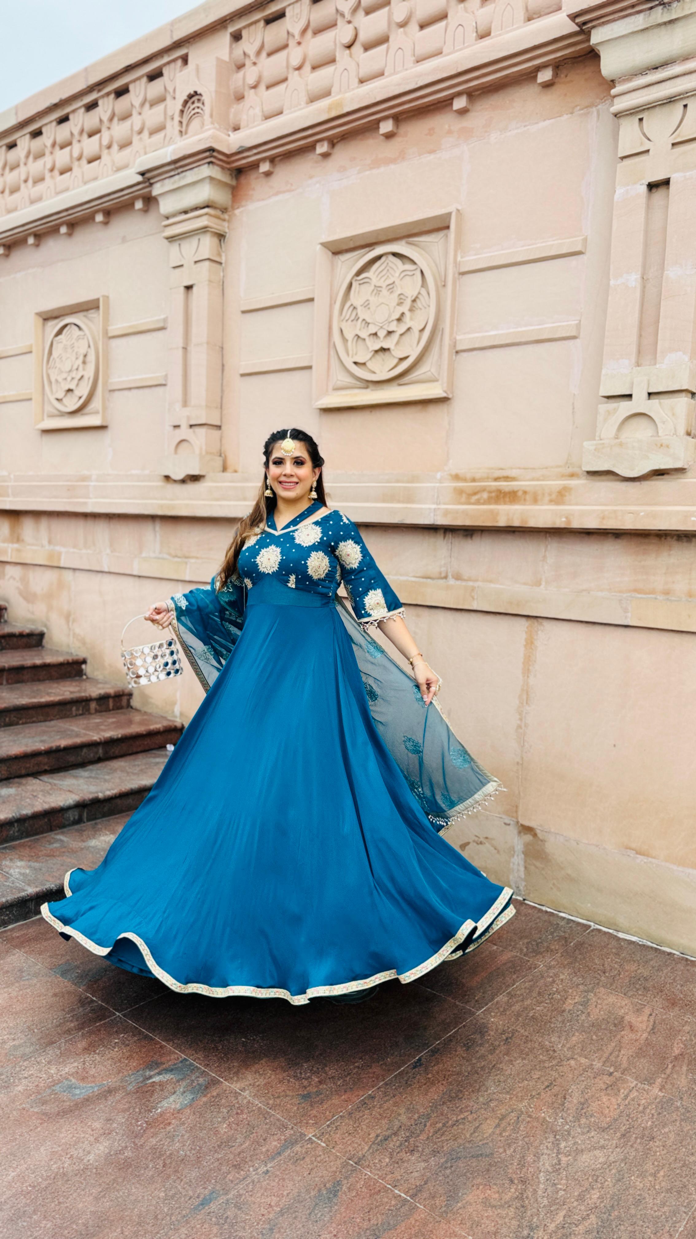 Peacock Crepe Anarkali