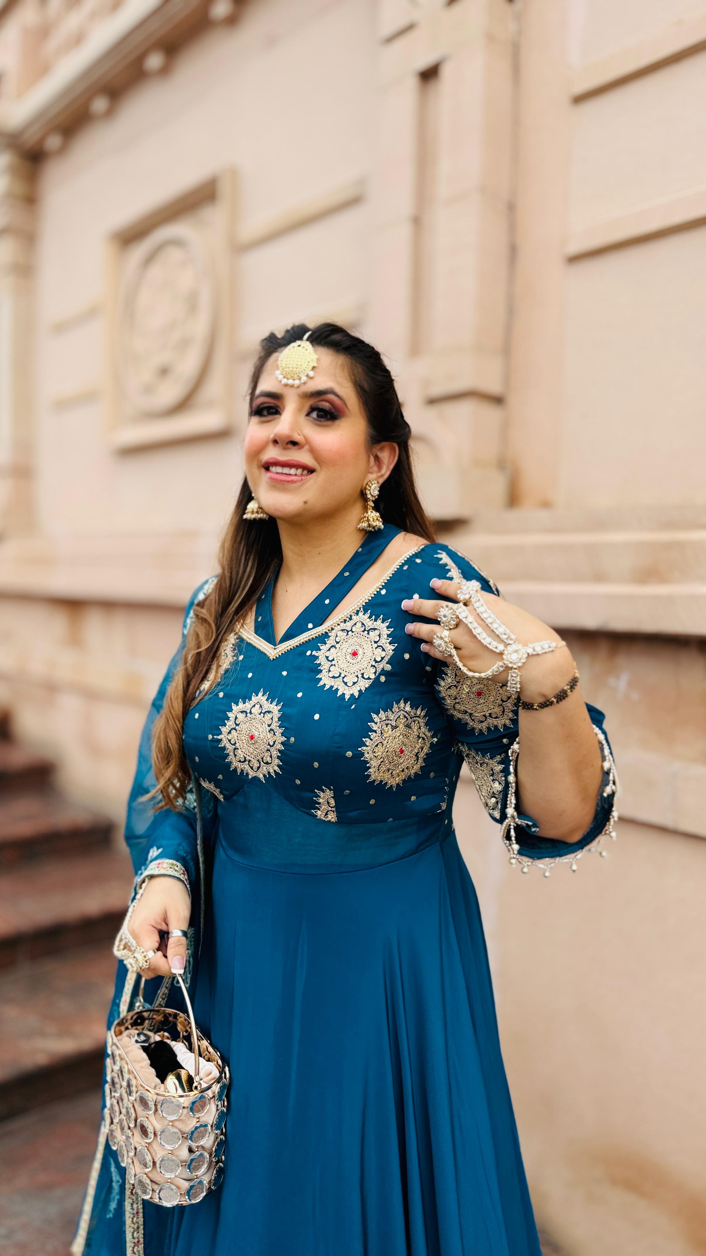 Peacock Crepe Anarkali